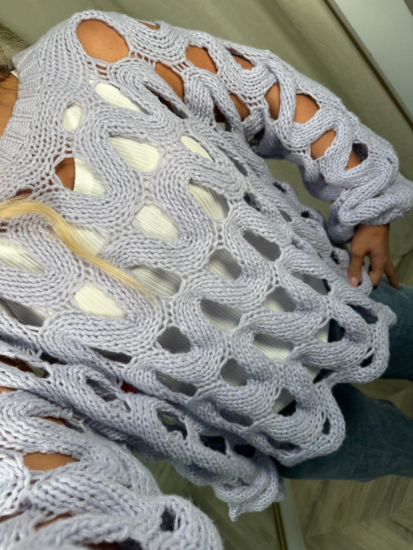 Bluebell Crochet Knit Sweater - Lilac