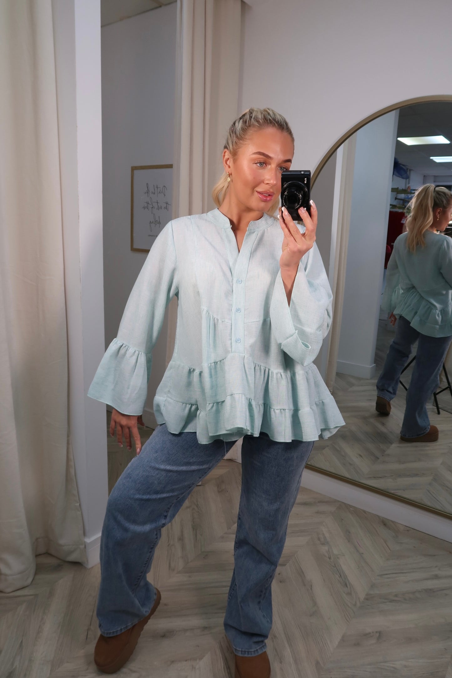 Cordelia Linen Shirt - Mint Green