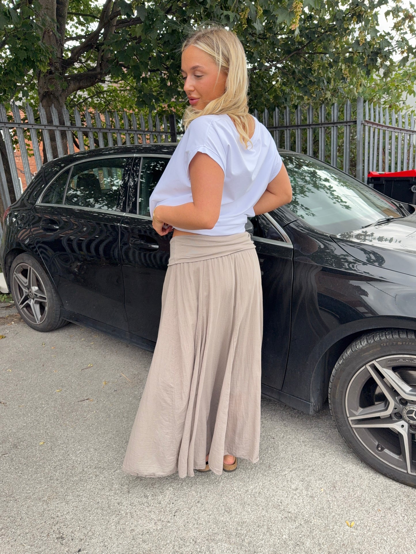 Beatrice Thick Waist Band Maxi Skirt - Hazelnut
