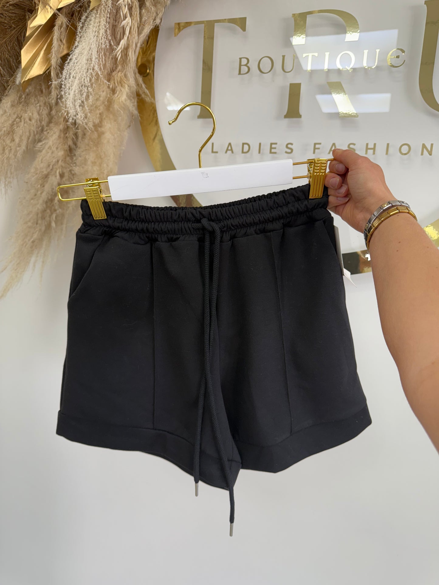 Chloe Lined Jogger Shorts - Black