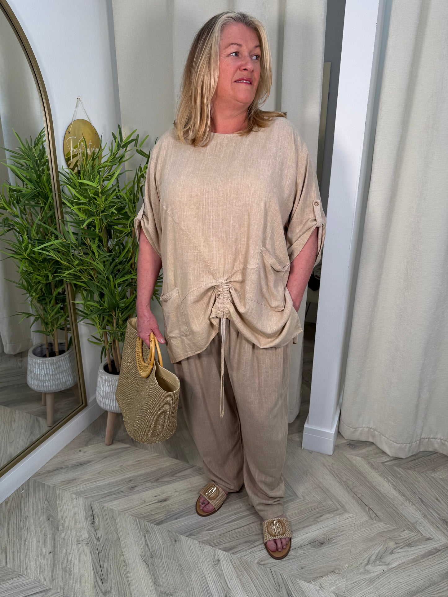 CURVE Natalie Linen Ruched Two Peice