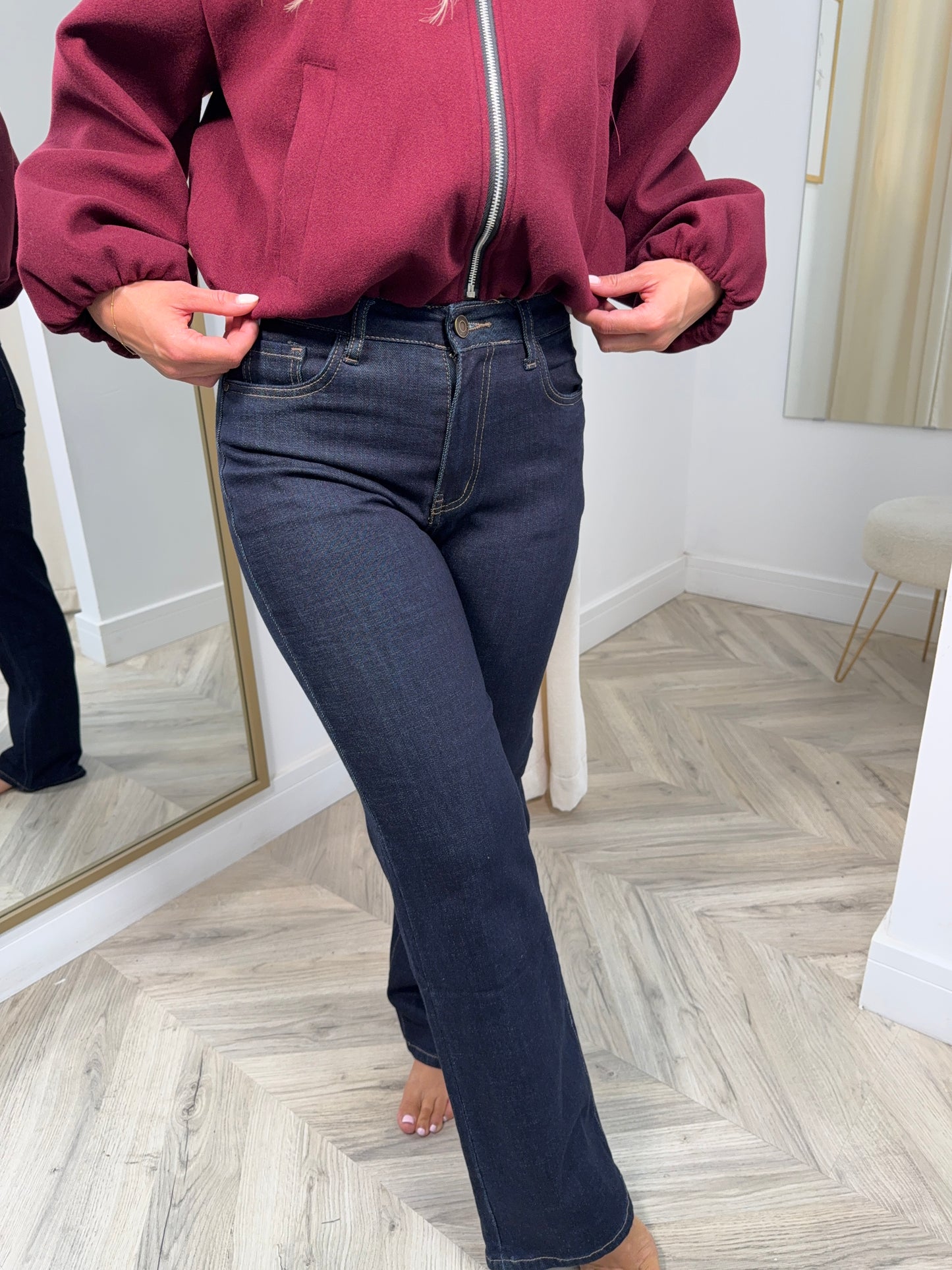 Jacey Indigo Washed Straight Leg Jeans