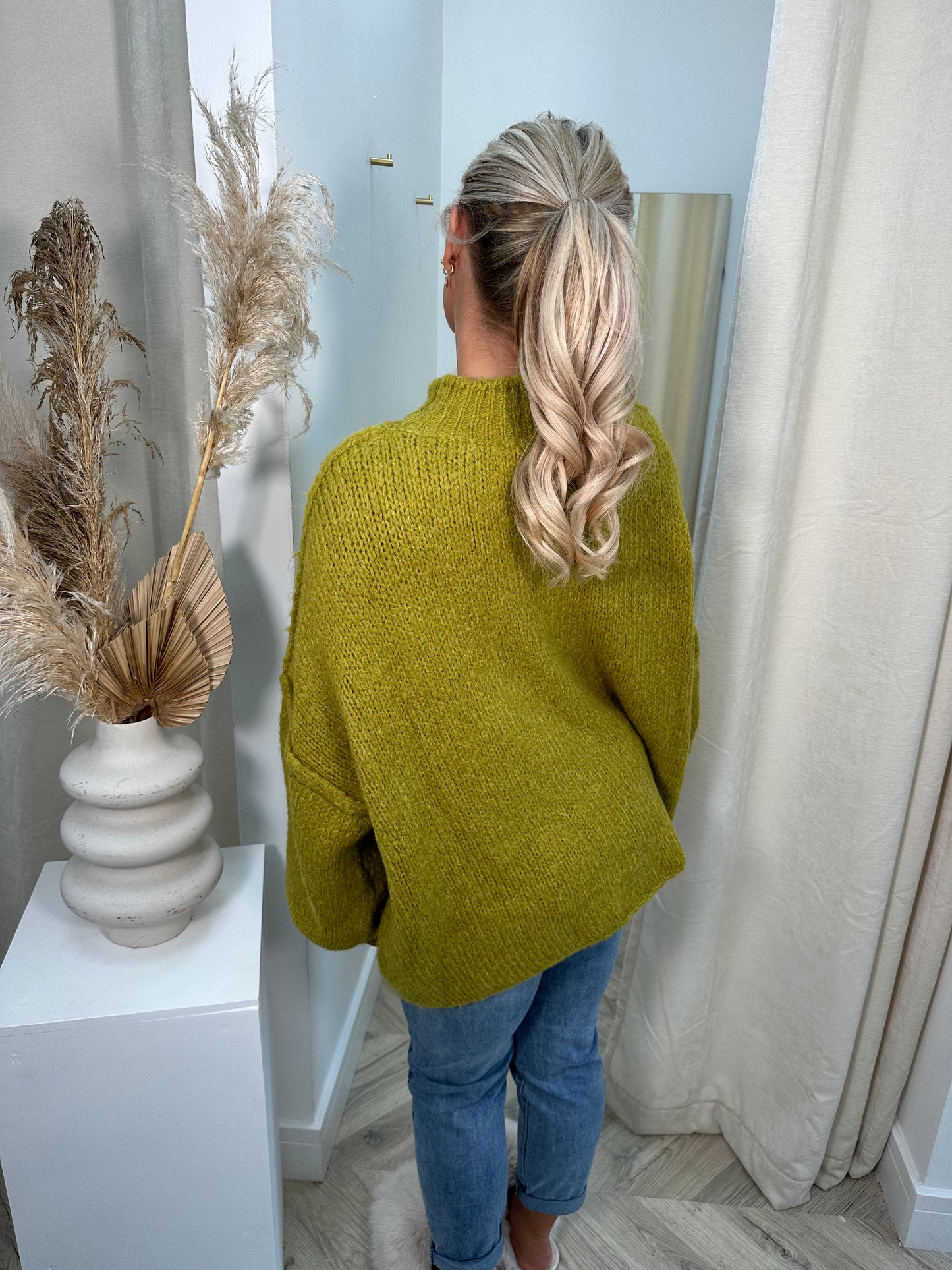 Macy Slouchy Oversized Jumper - OLIVE