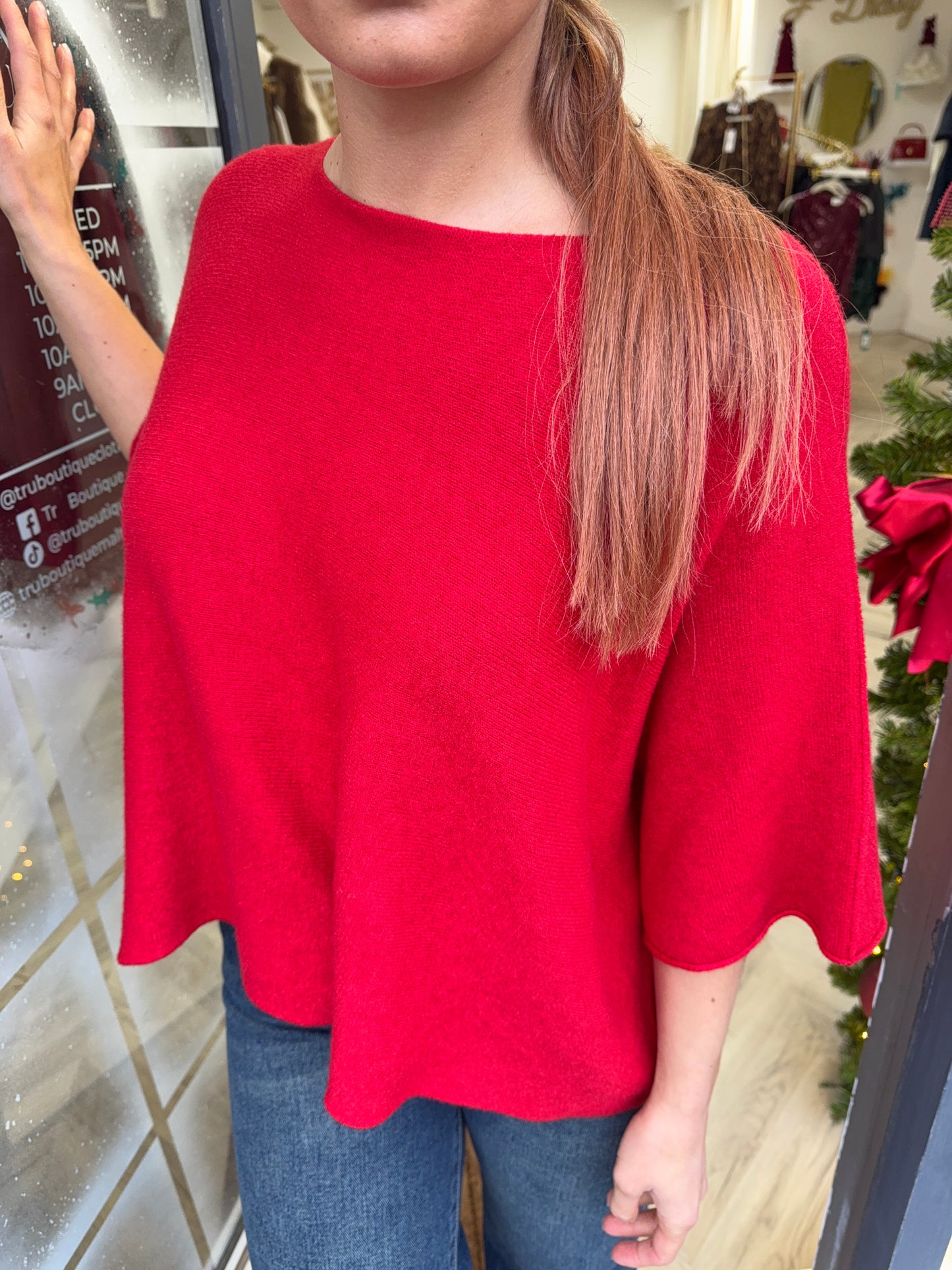 Nessa Fine Knitted Sweater - Red