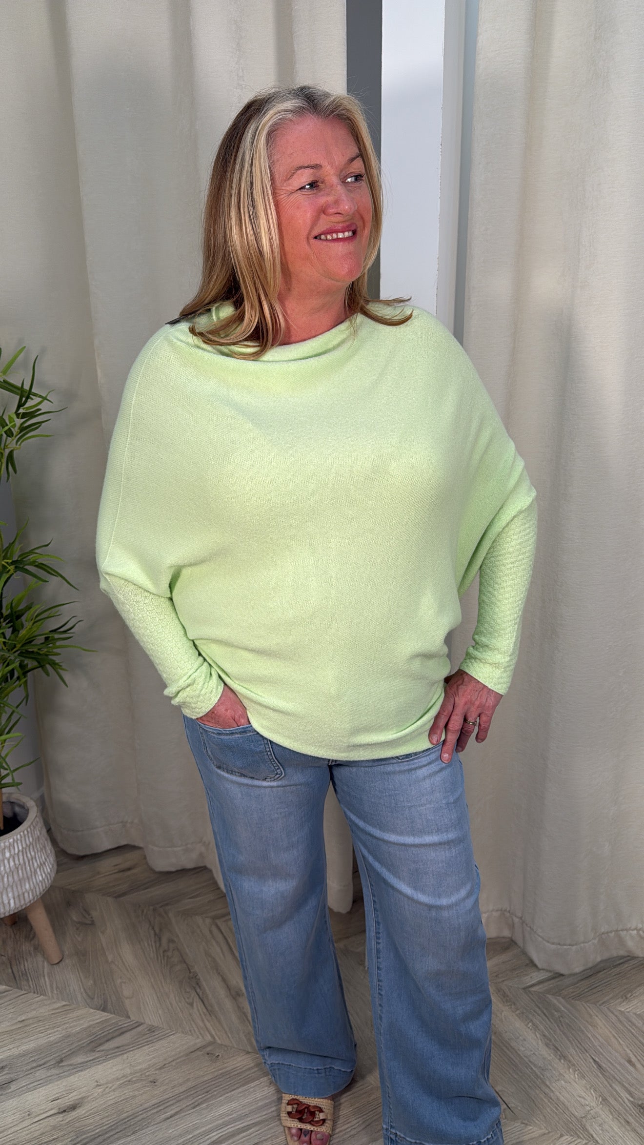 Light Lime Erika Asymmetric Jumper