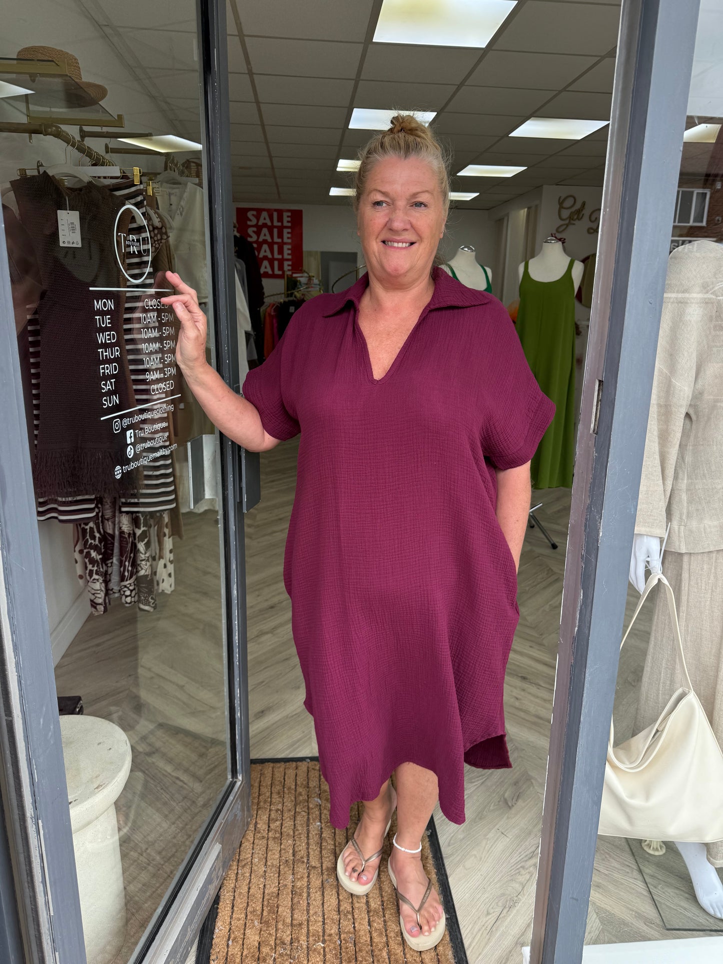 Veronica V-Neck Cheese Cloth Maxi - Burgundy