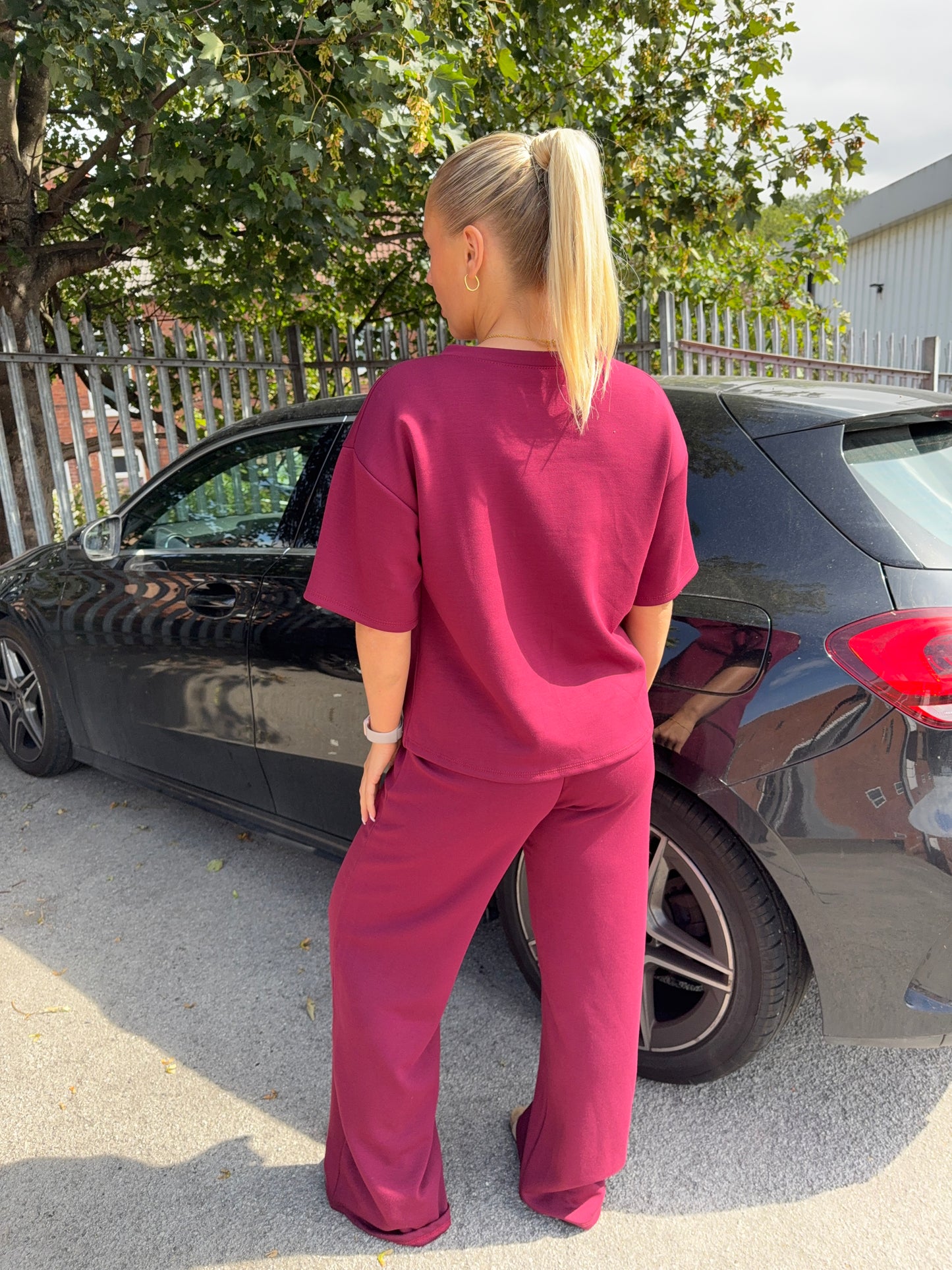 Maya Cotton Two Piece Tracksuit - Burgundy