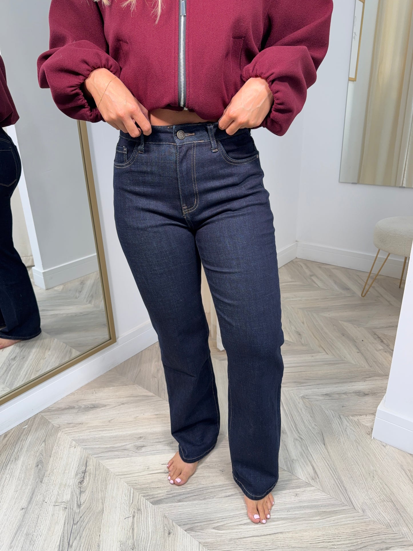 Jacey Indigo Washed Straight Leg Jeans