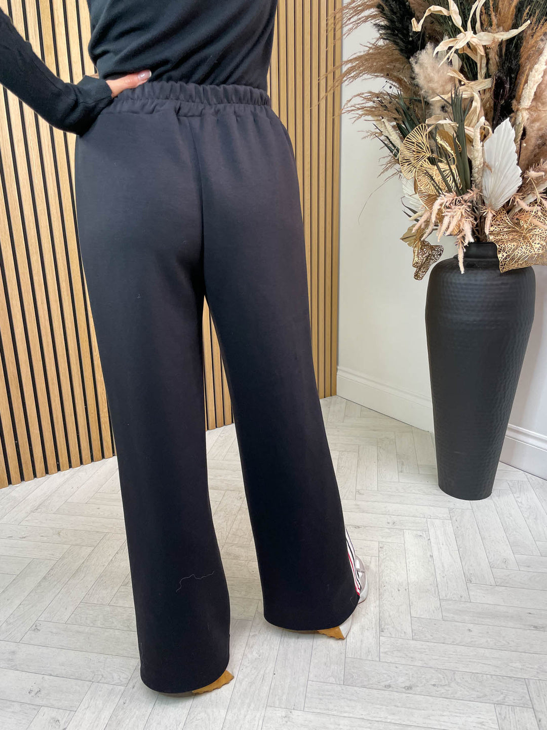 Pinstriped Joggers - Black