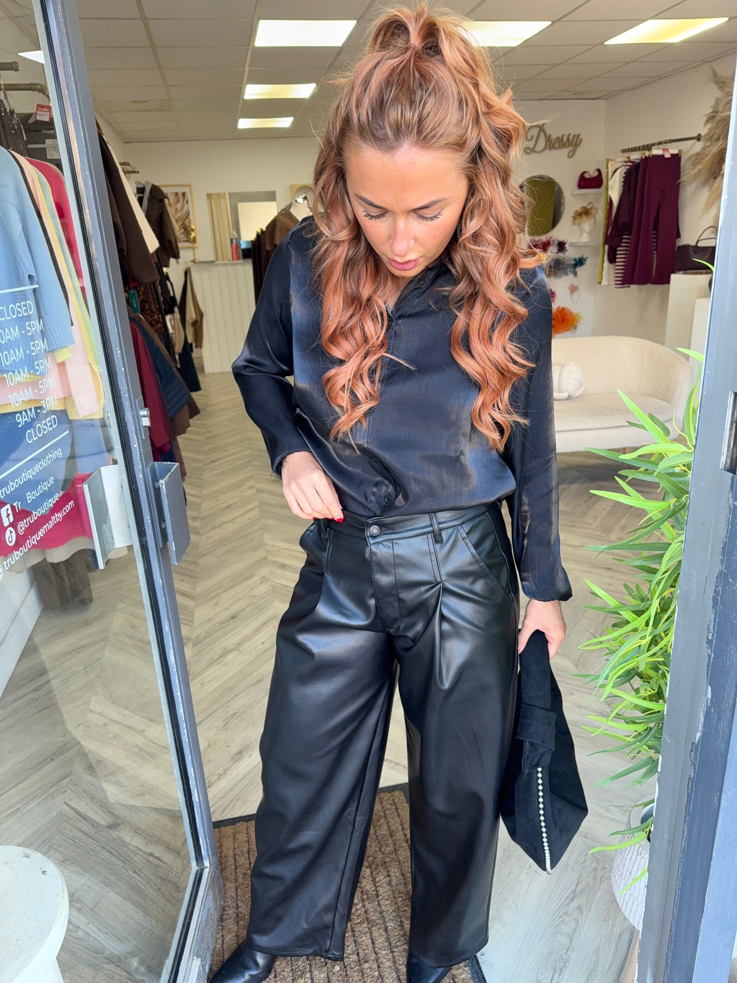 Holly Leather Wide Trousers