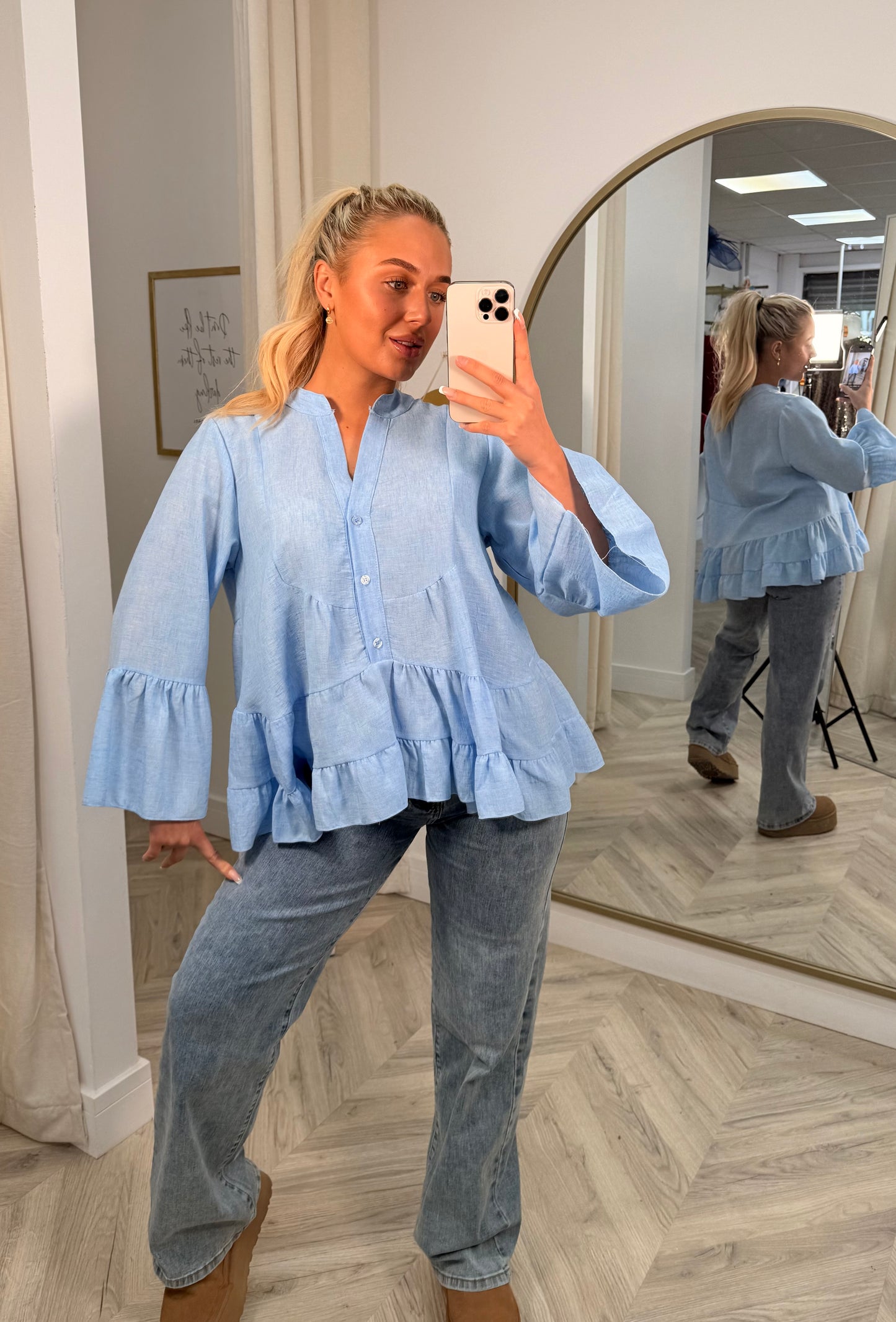 Cordelia Linen Shirt - Blue