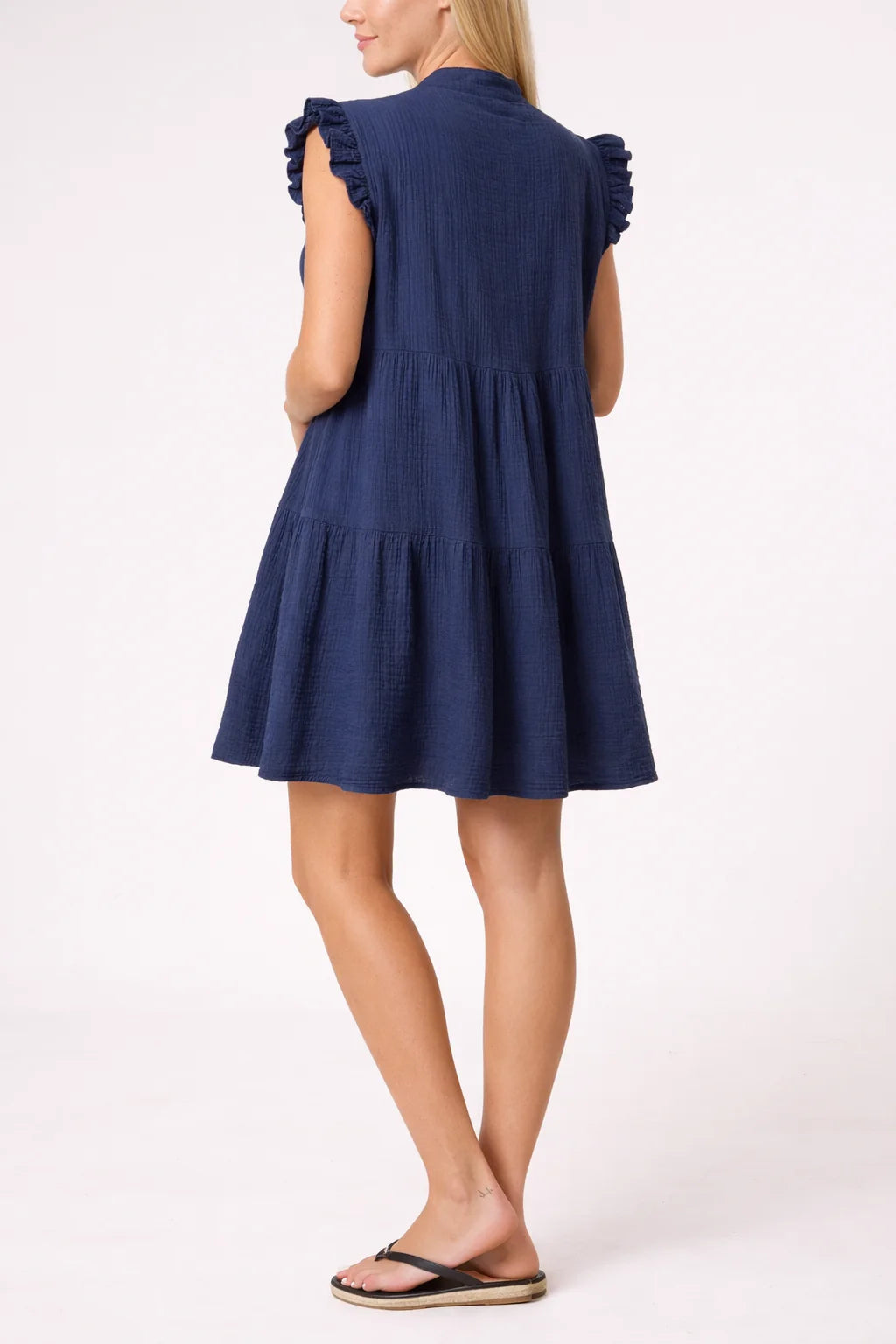 Cleo Cheesecloth Midi Dress - Navy
