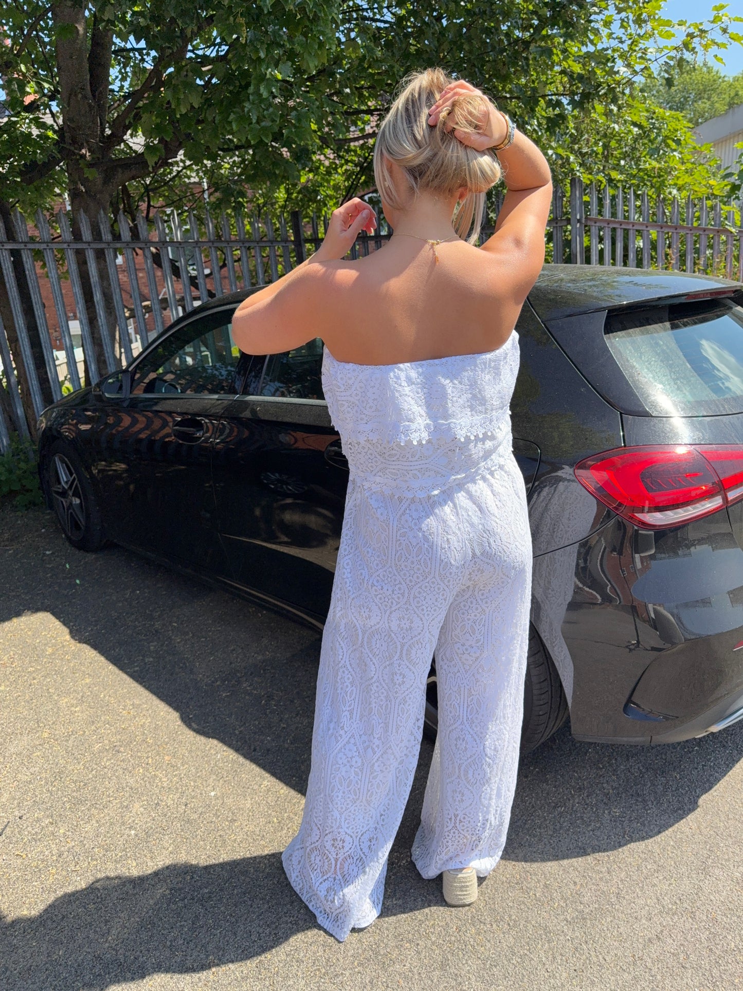Madelyn Lace Bandeau Jumpsuit - White