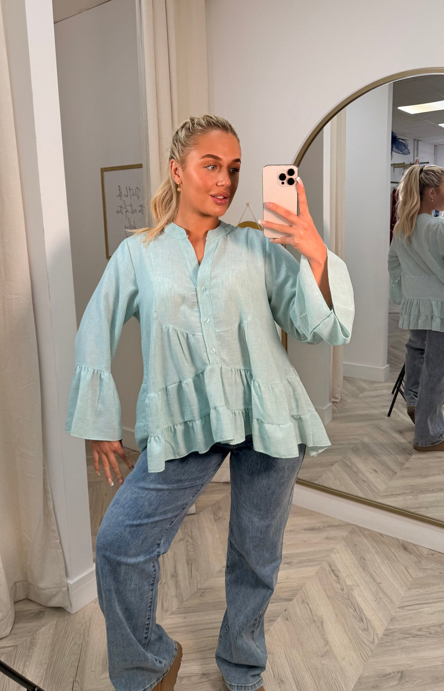 Cordelia Linen Shirt - Mint Green