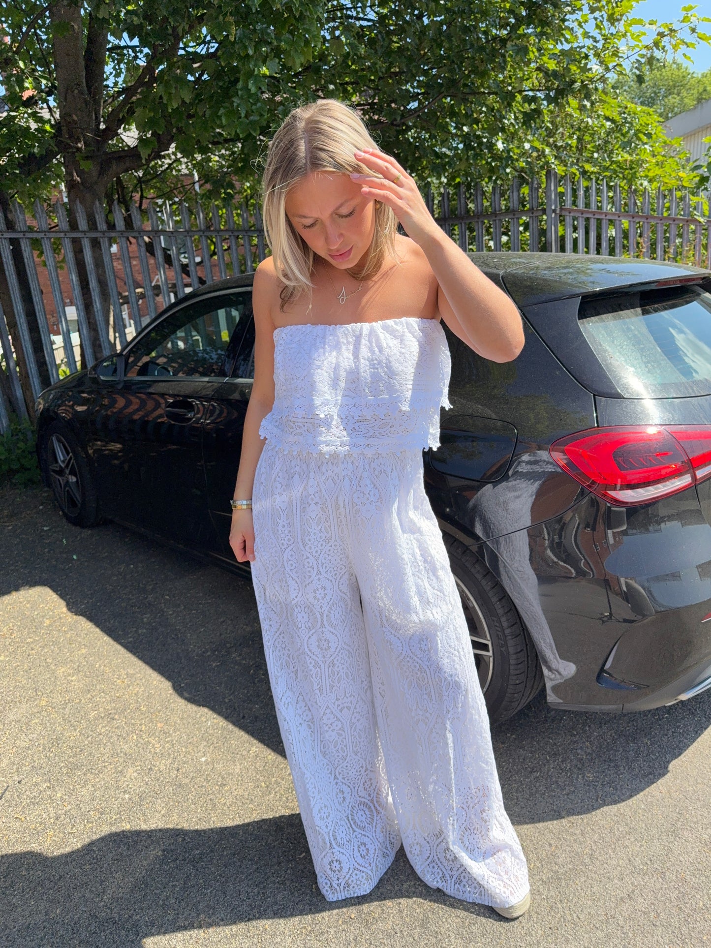 Madelyn Lace Bandeau Jumpsuit - White
