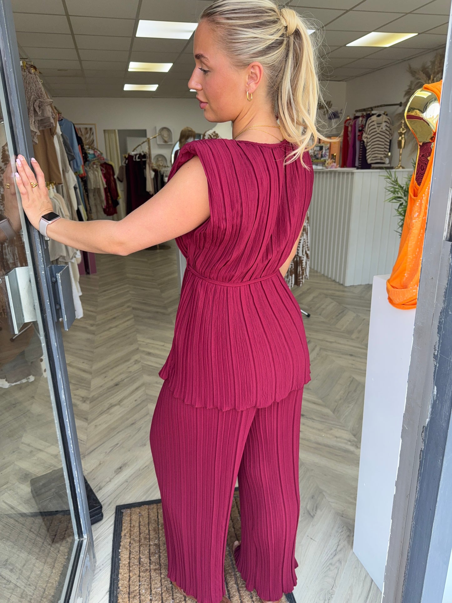 Vivienne Pleated Co-ord - Burgundy