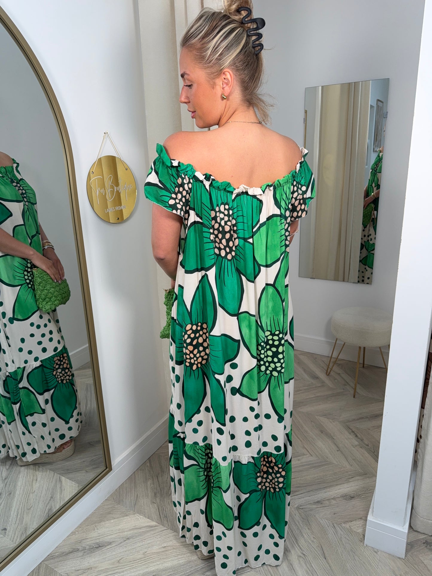 Vivienne Patterned Maxi Dress - Green