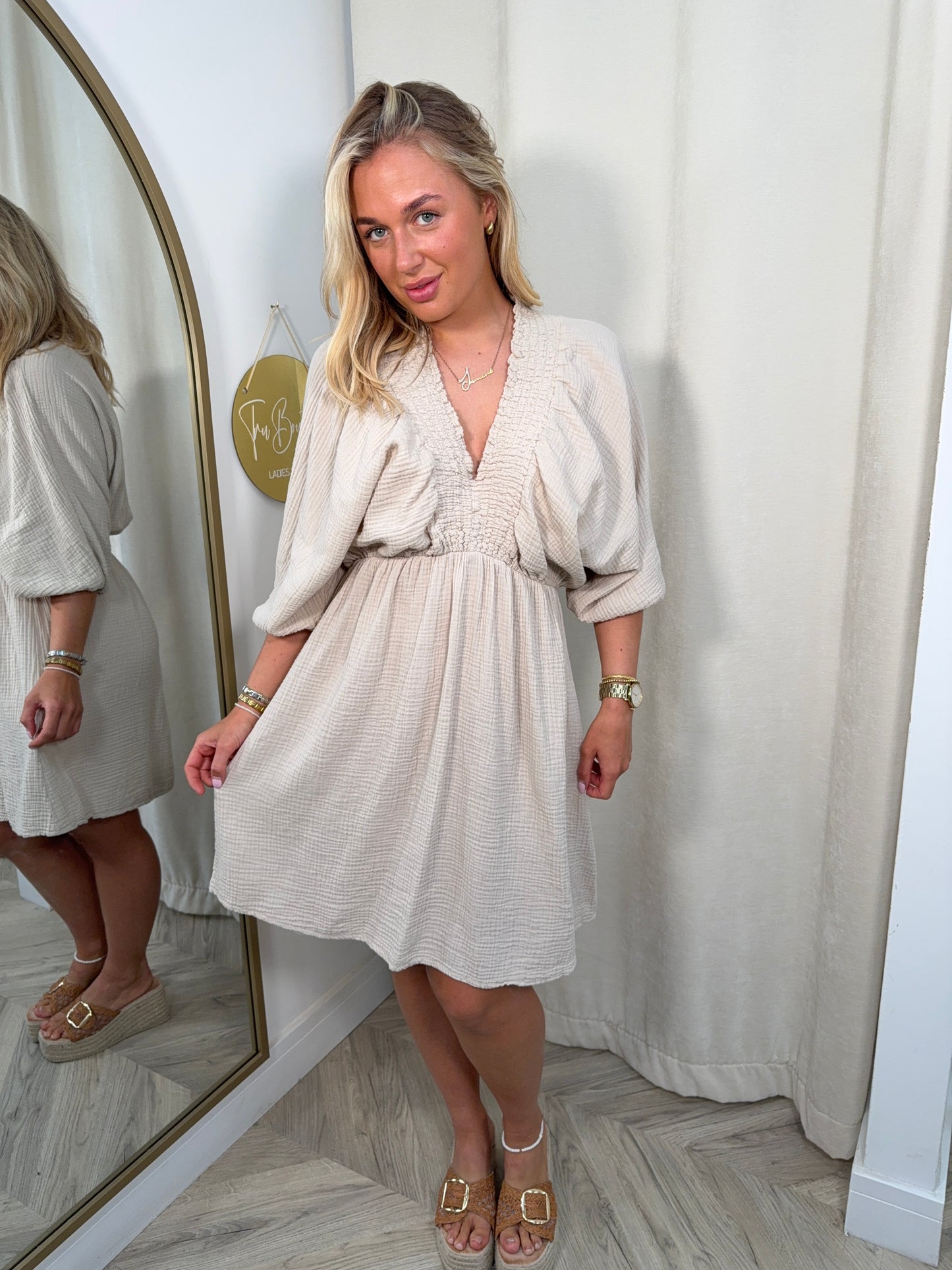 Alma Cheesecloth Mini Dress - Cream