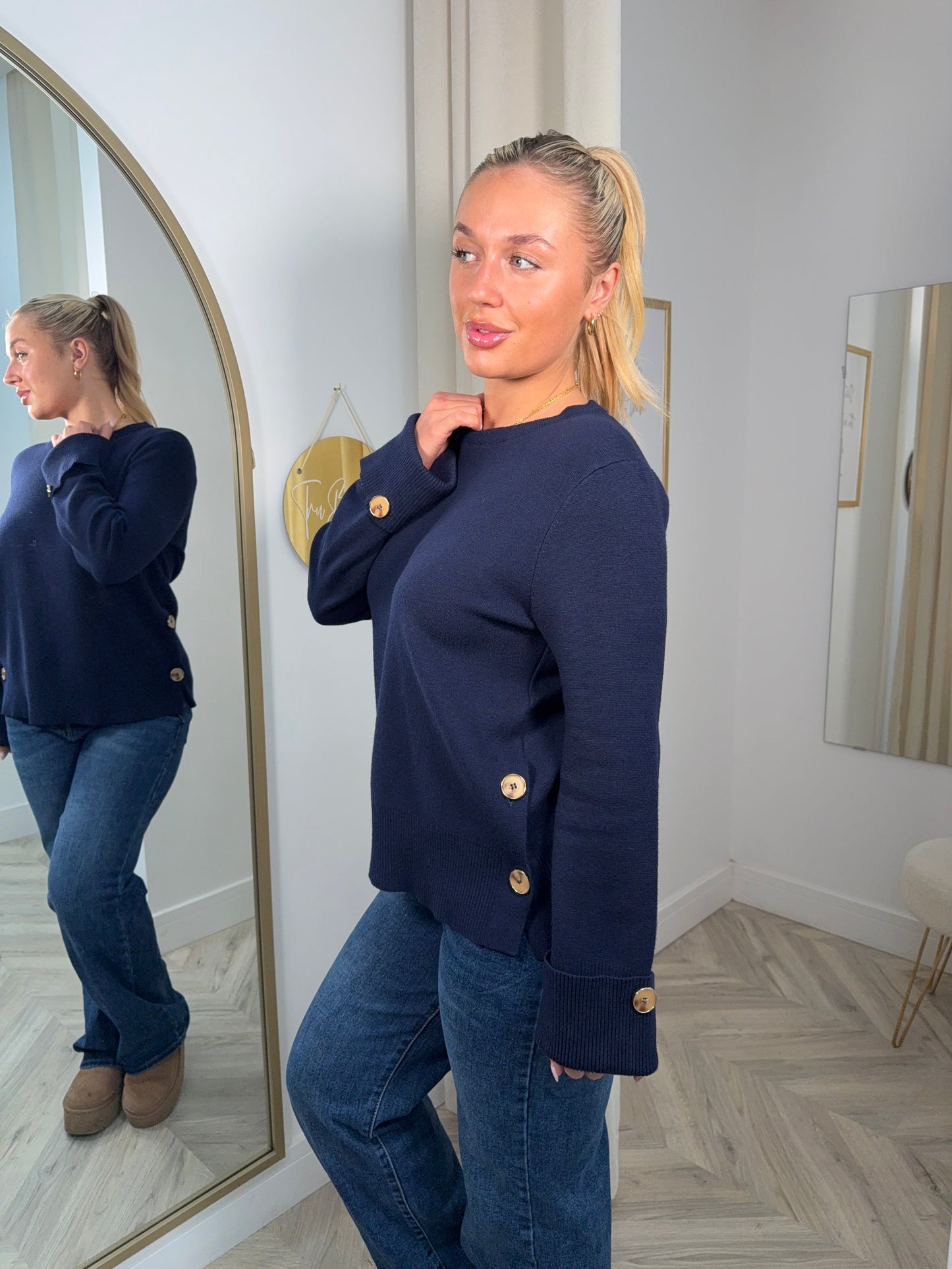 Noor Knitted Sweater - Navy