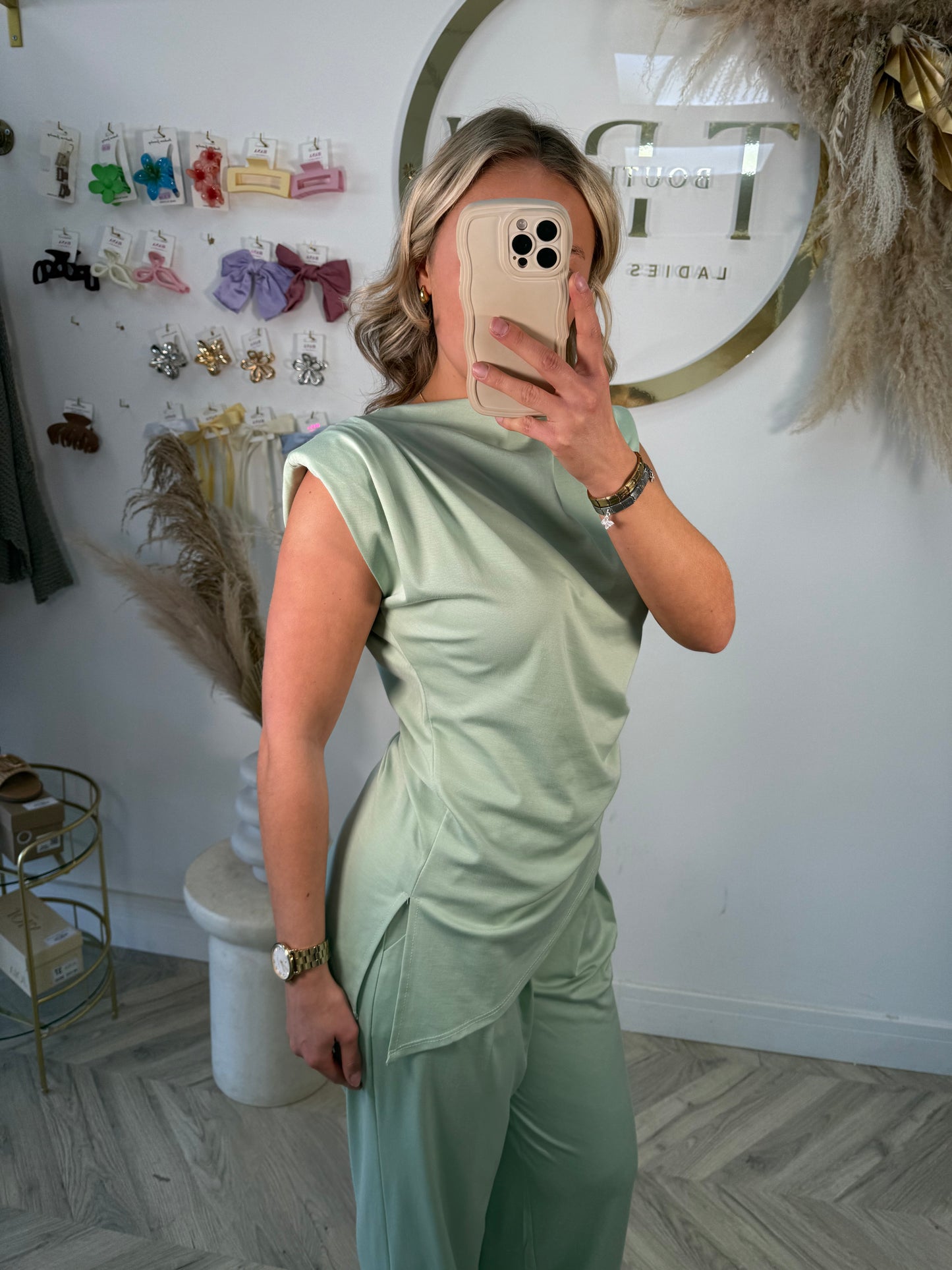 Bee Ruched Two Piece Set - Sage
