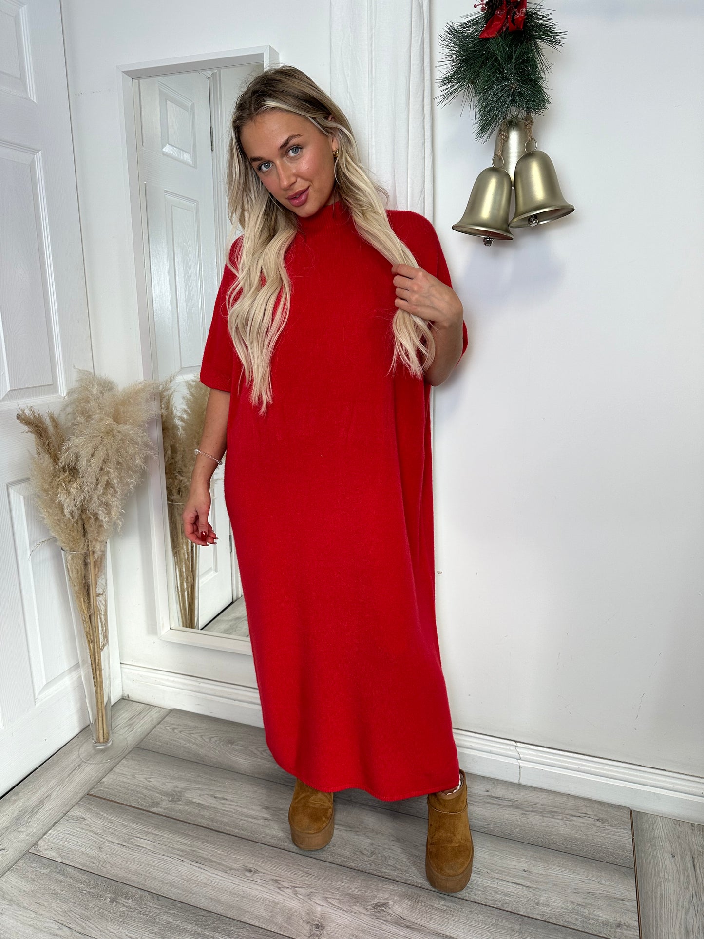 Red Erika Maxi Fine Knit Maxi Jumper Dress