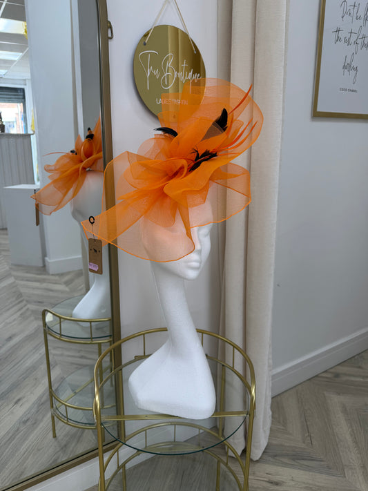 Amber Orange & Black Fascinator