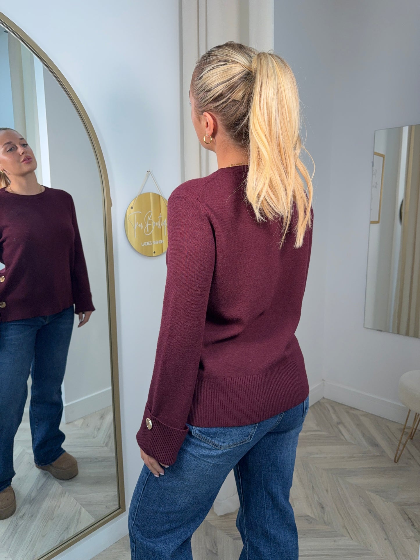 Noor Knitted Sweater - Burgundy