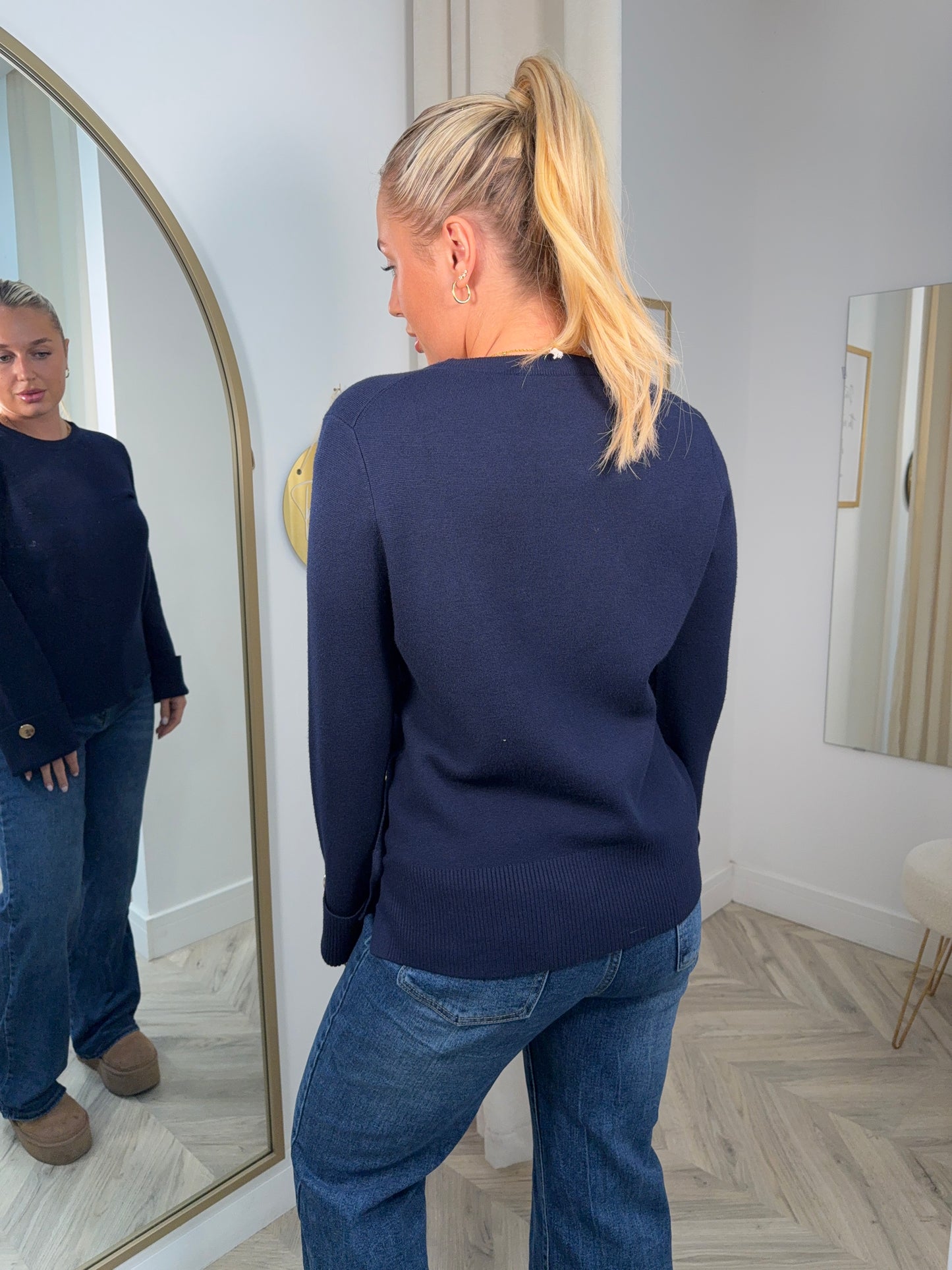 Noor Knitted Sweater - Navy