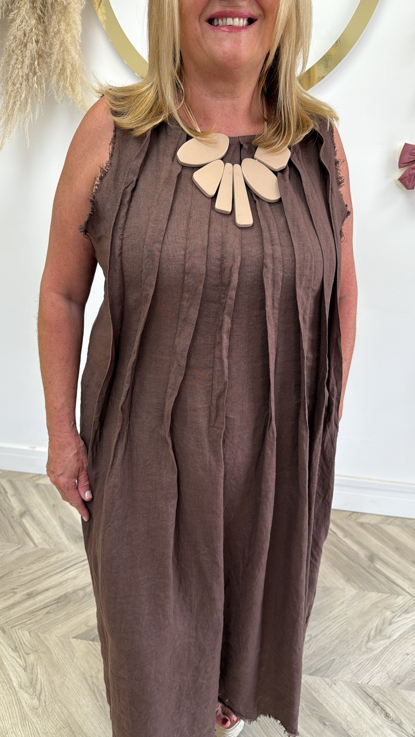 Khloe Lined Linen Maxi Dress