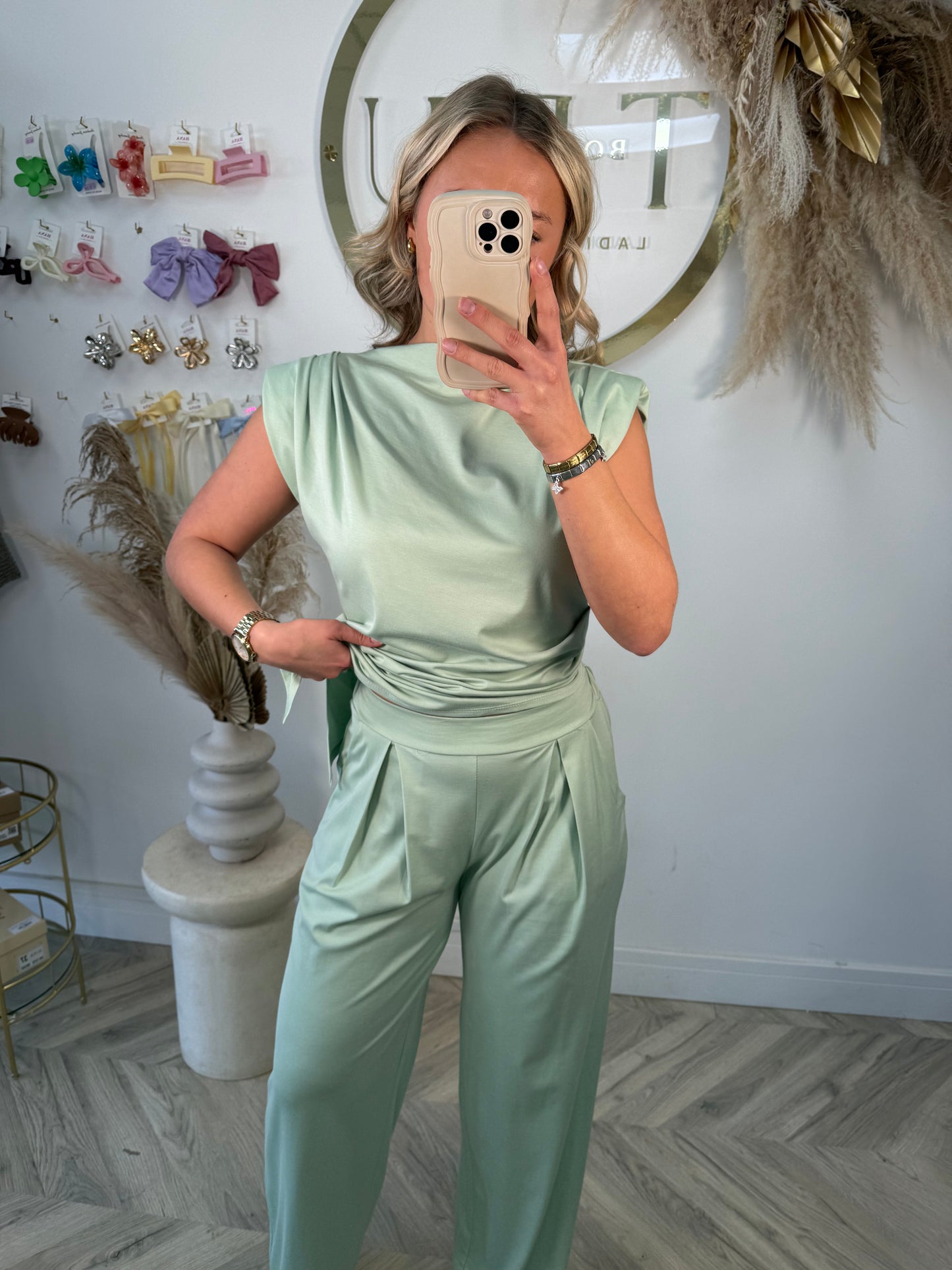 Bee Ruched Two Piece Set - Sage