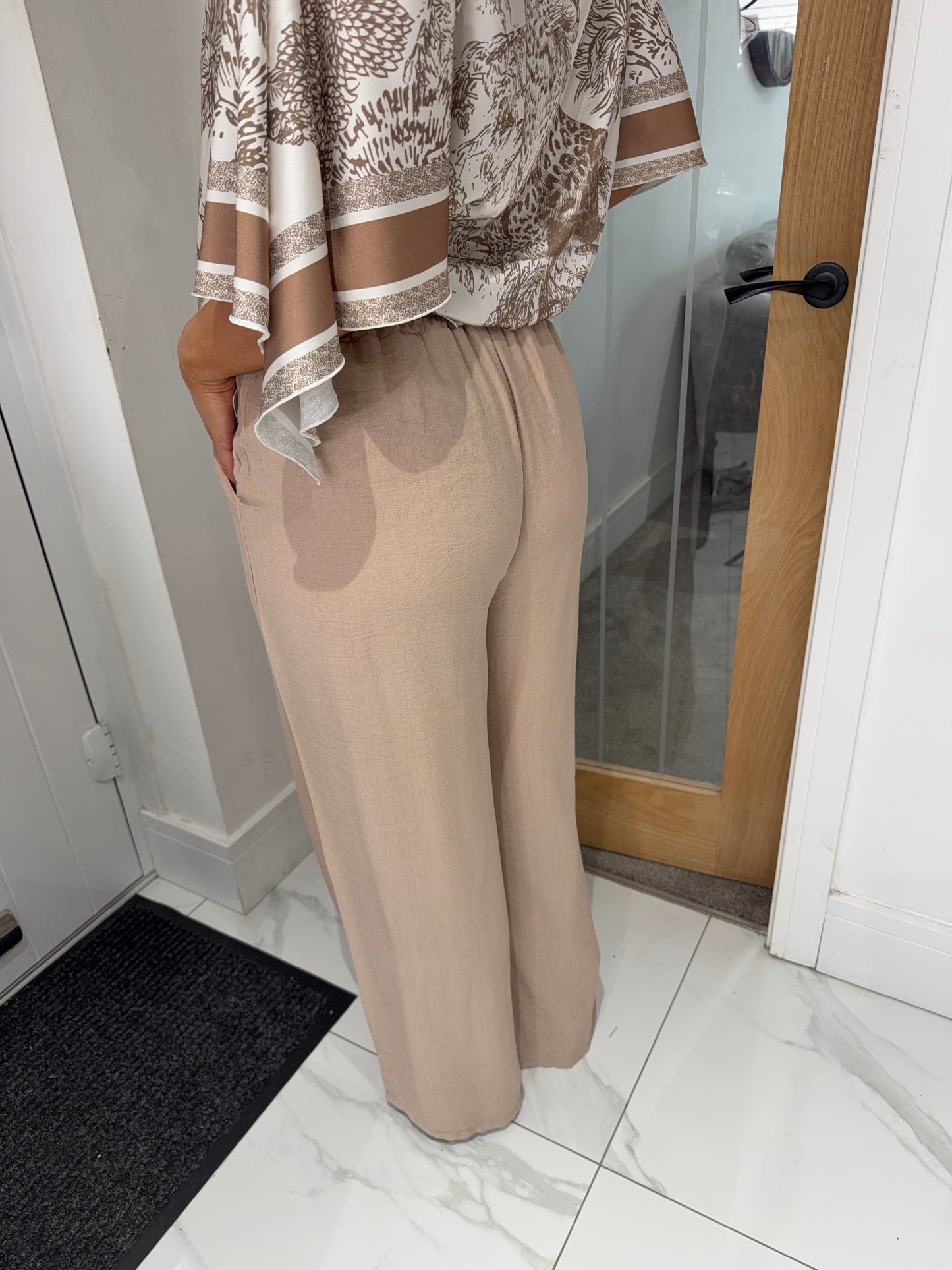 Charlotte Wide Trousers - Beige