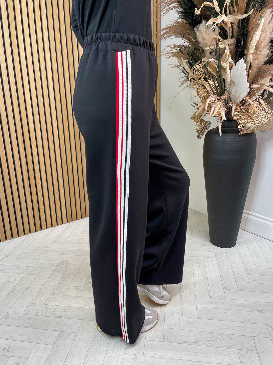 Pinstriped Joggers - Black