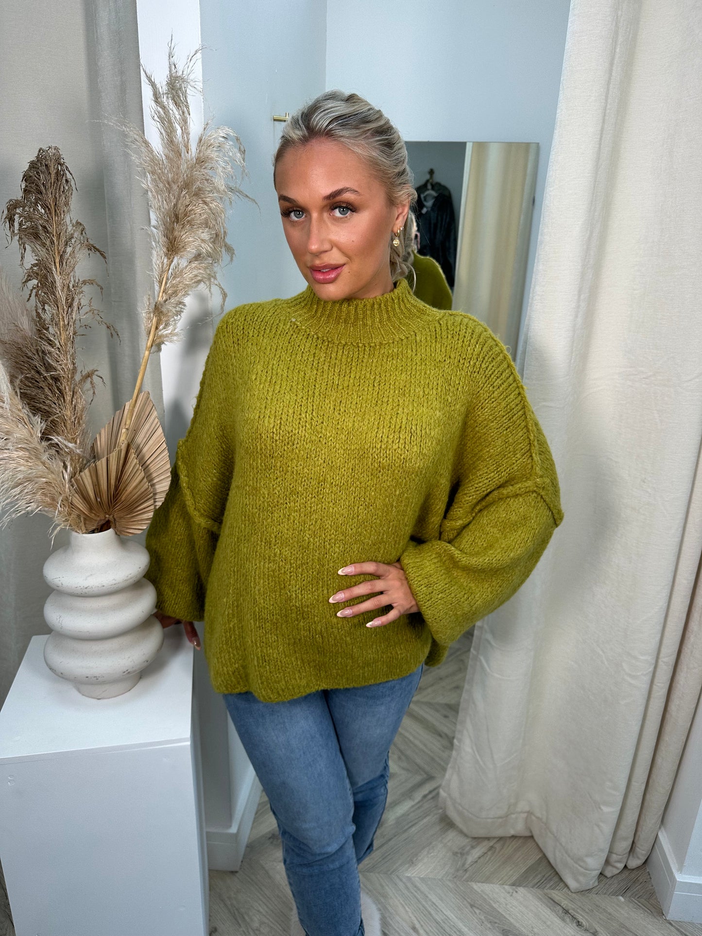 Macy Slouchy Oversized Jumper - OLIVE