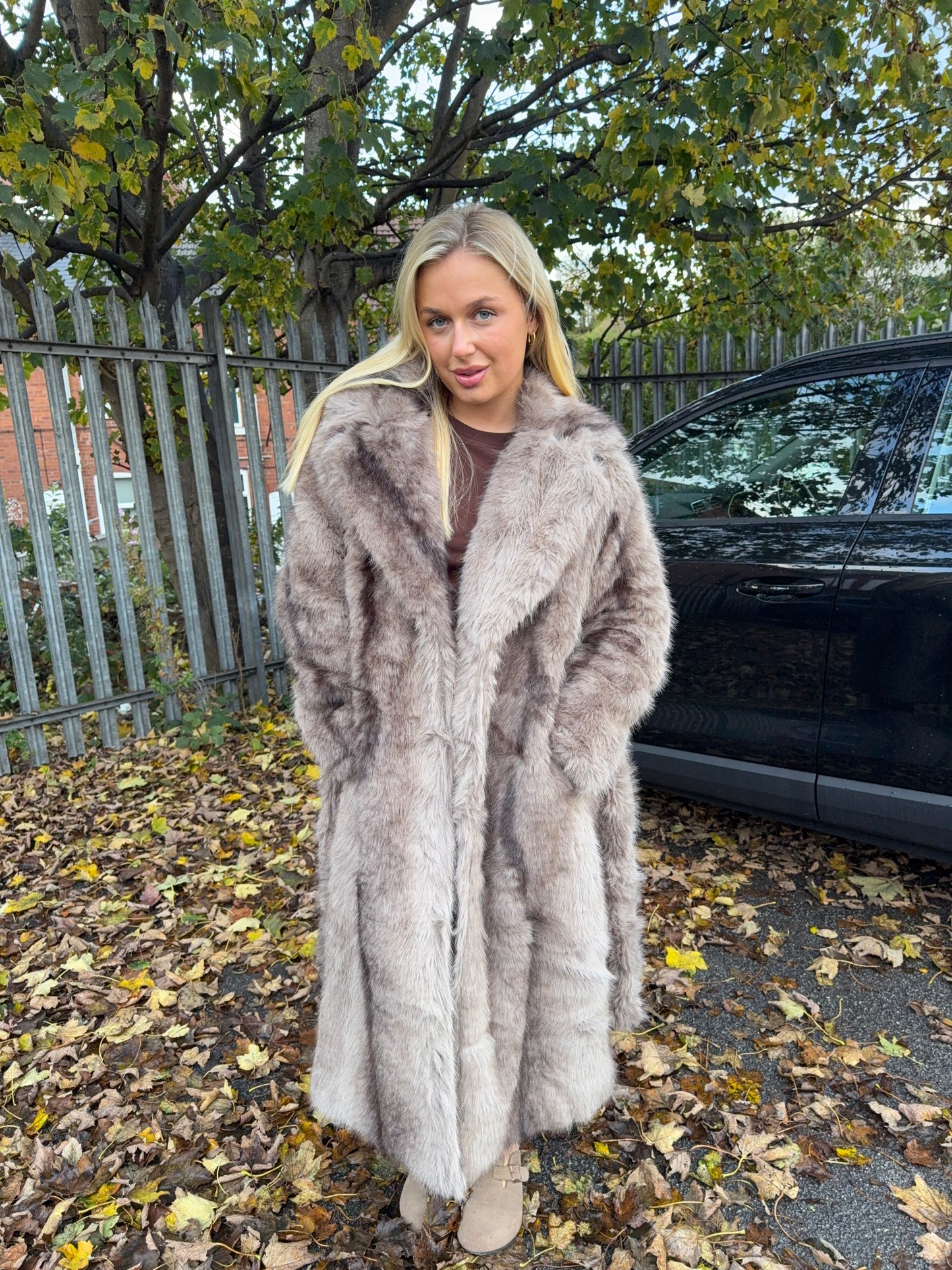 Priscilla Fur Maxi - Multi Brown