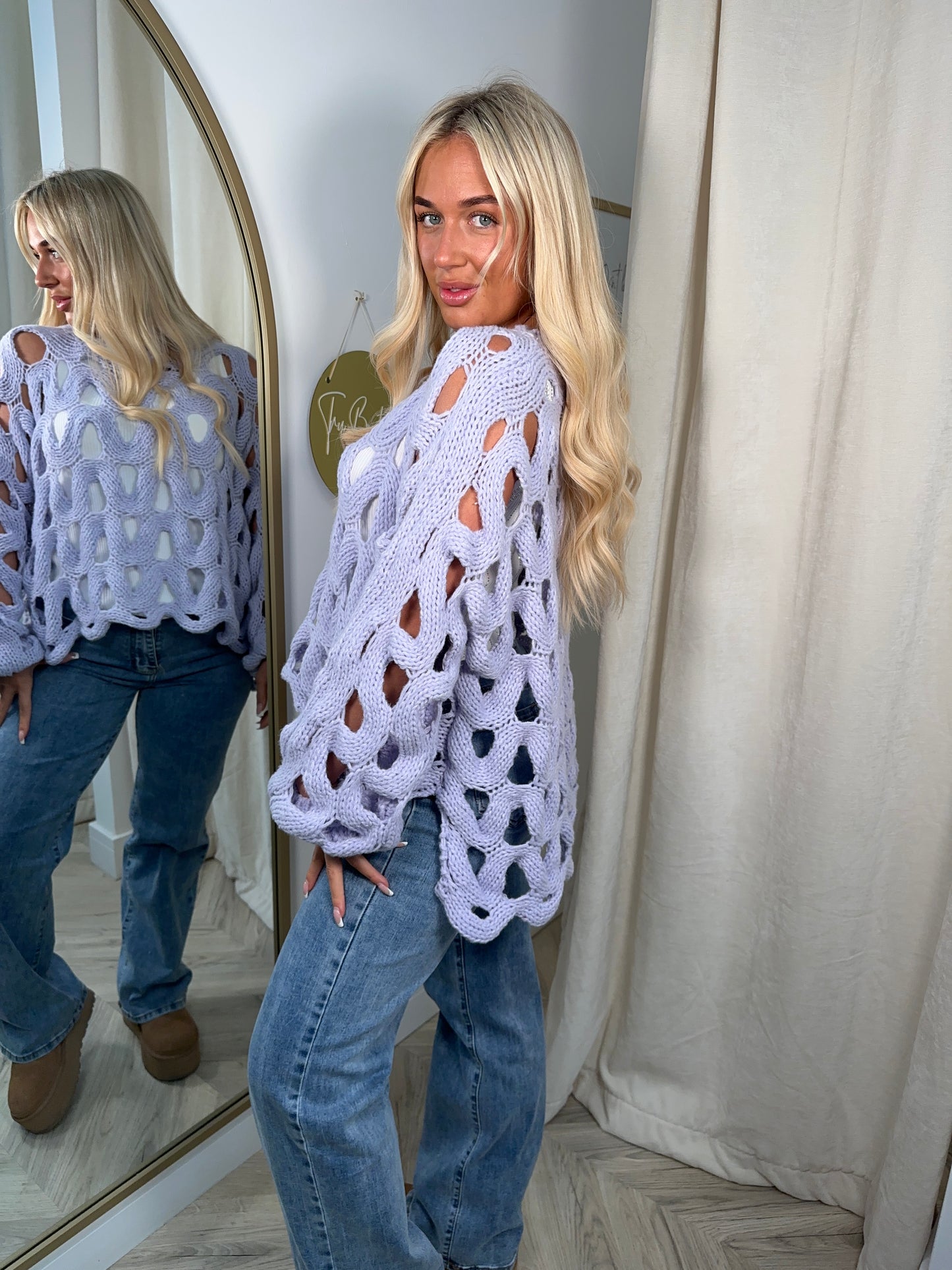Bluebell Crochet Knit Sweater - Lilac