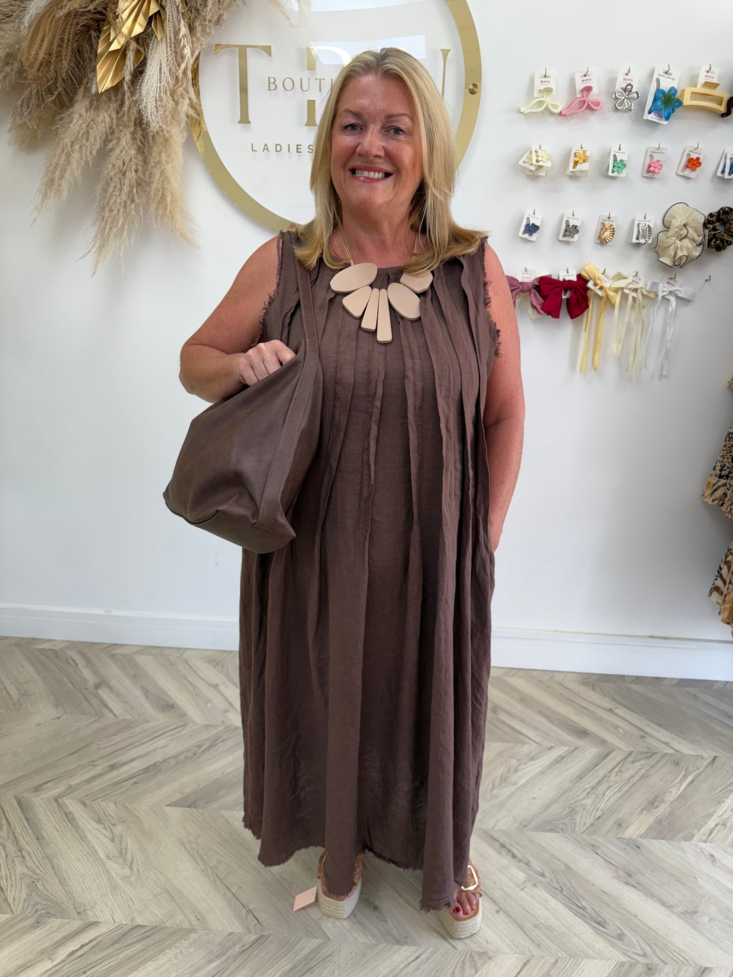 Khloe Lined Linen Maxi Dress