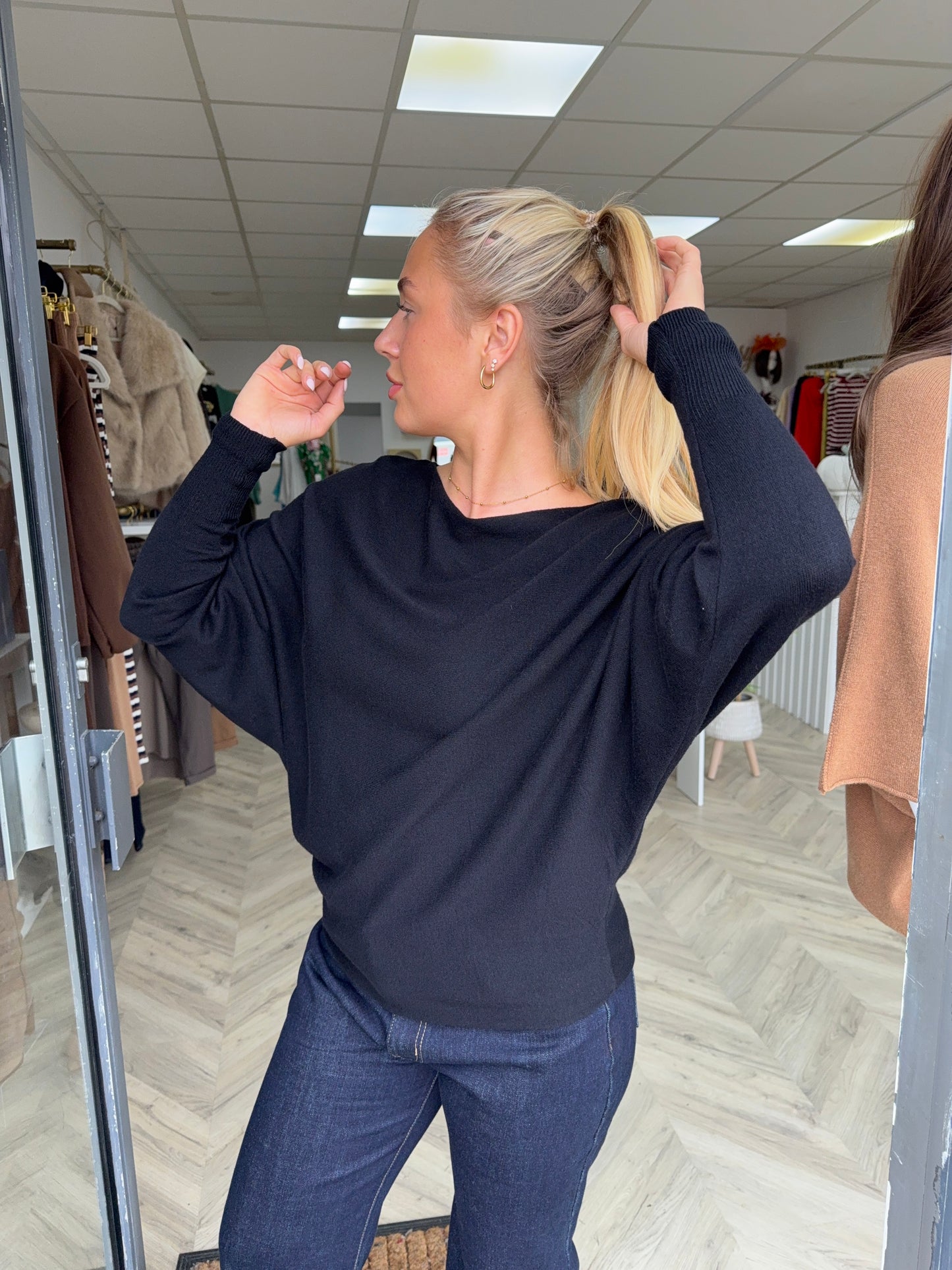 Nessa Slouchy Sweater - BLACK