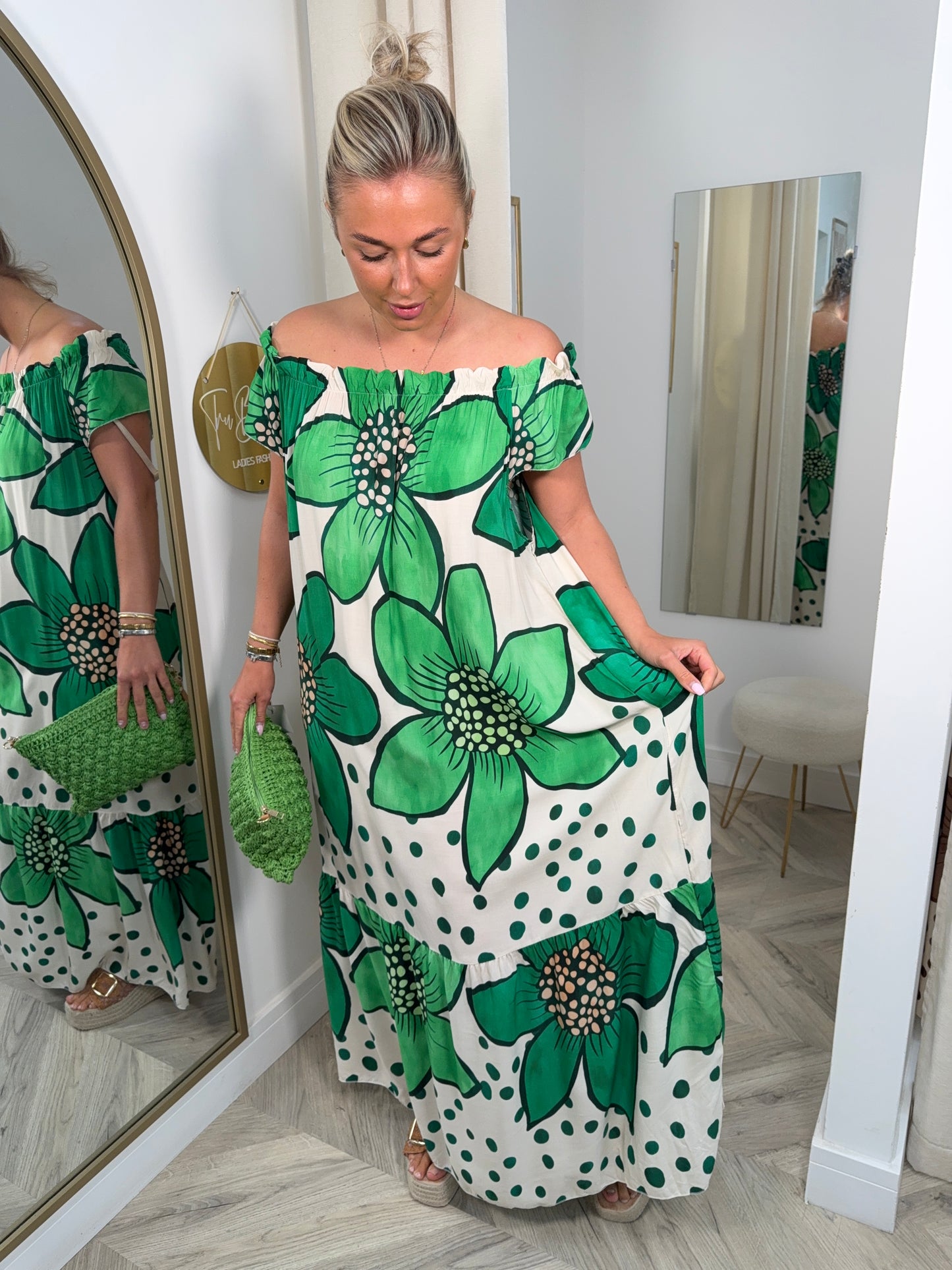 Vivienne Patterned Maxi Dress - Green