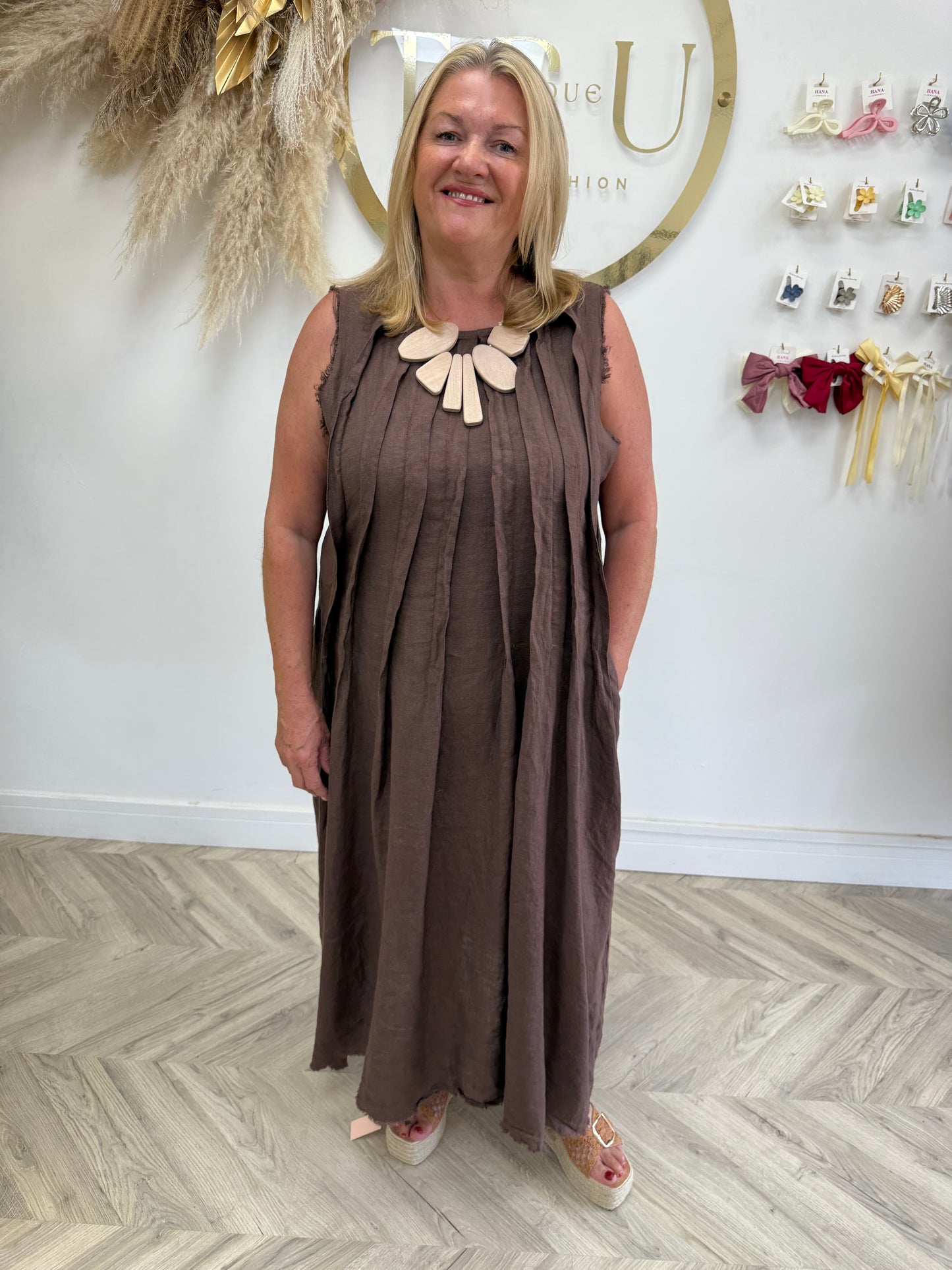 Khloe Lined Linen Maxi Dress