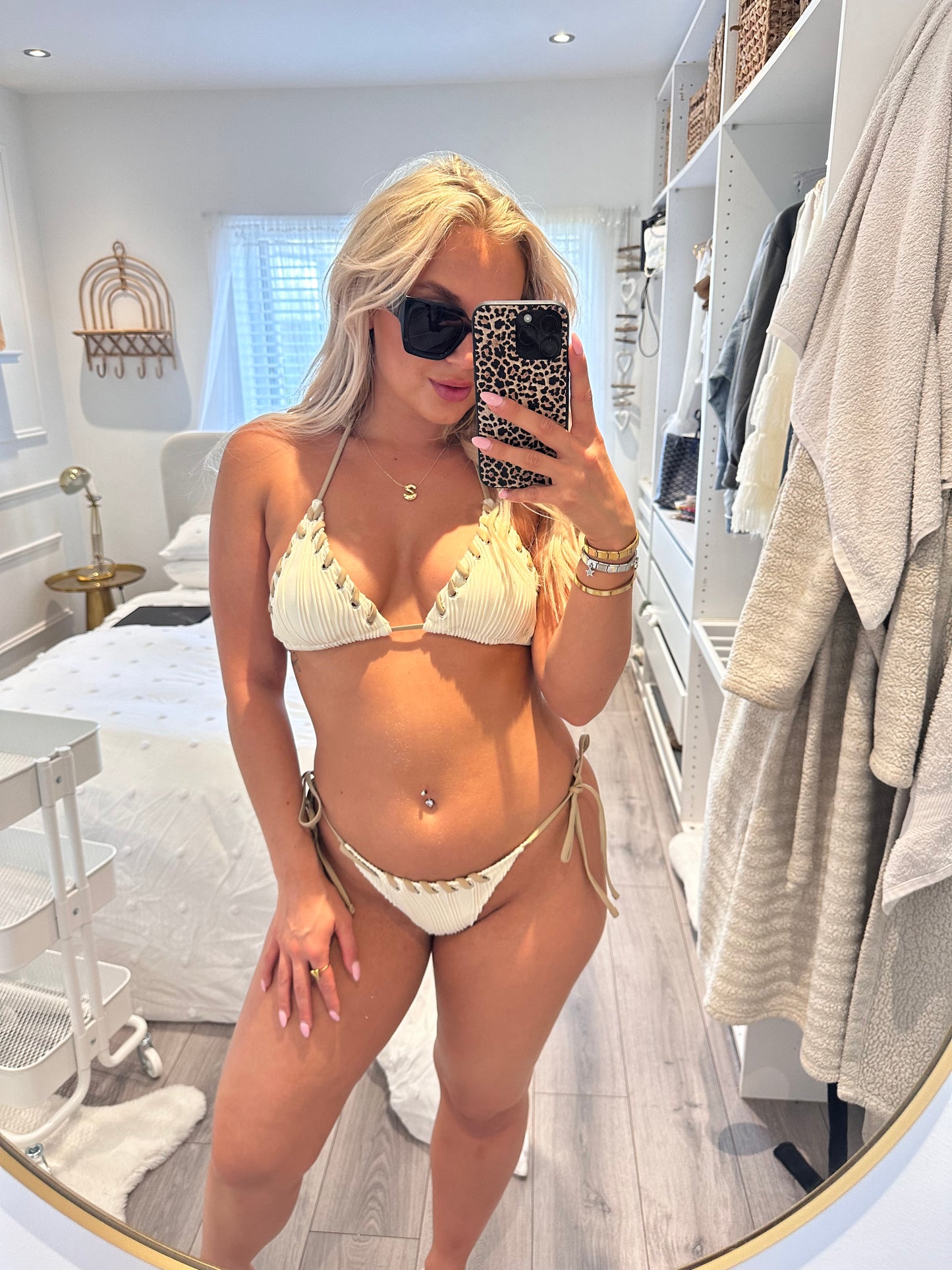 Kerala Contrast Beige Bikini Set