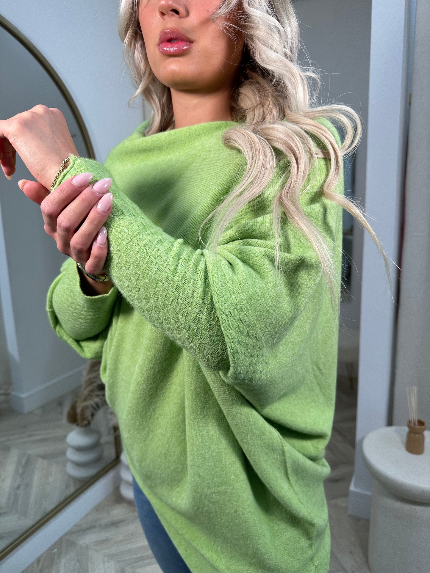Lime Green Erika Asymmetric Jumper