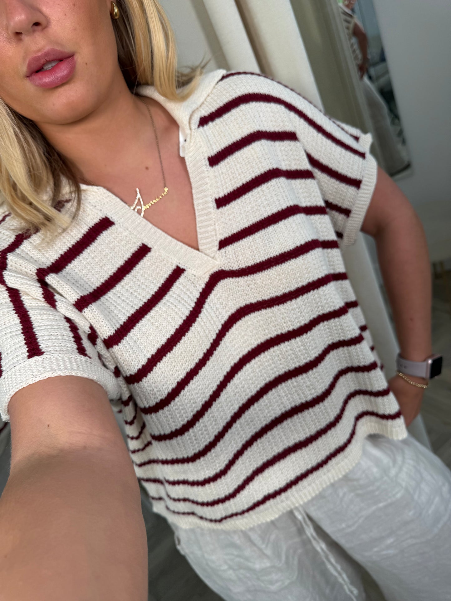Harriet Stripe Sweater - Berry