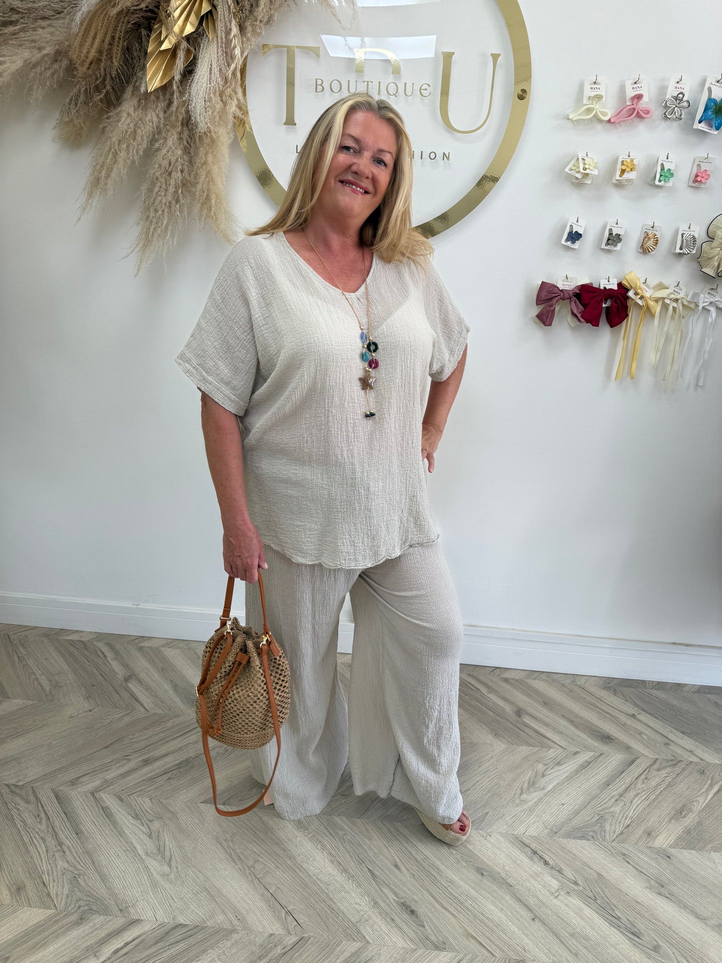 Lorraine Cotton Two Piece - Beige