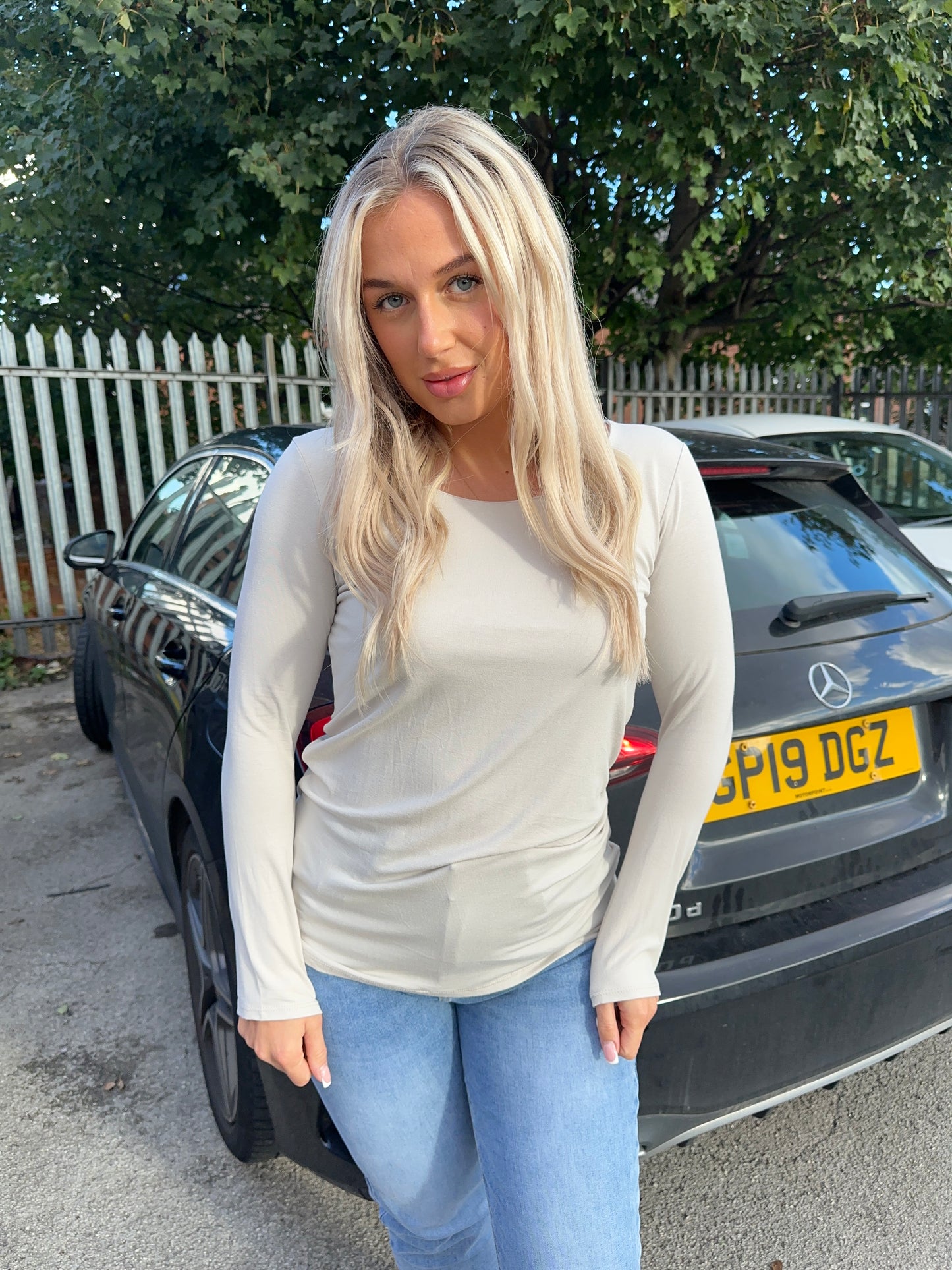 Long Sleeve Double Lined Top - CREAM