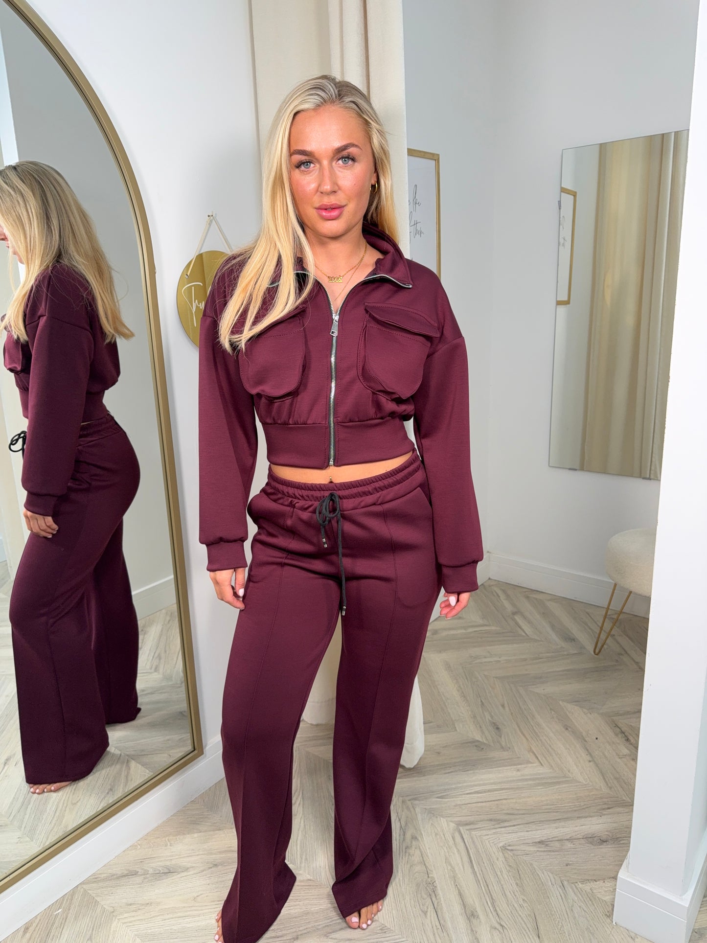 Sima Cotton Jacket Co-Ord - BURGUNDY