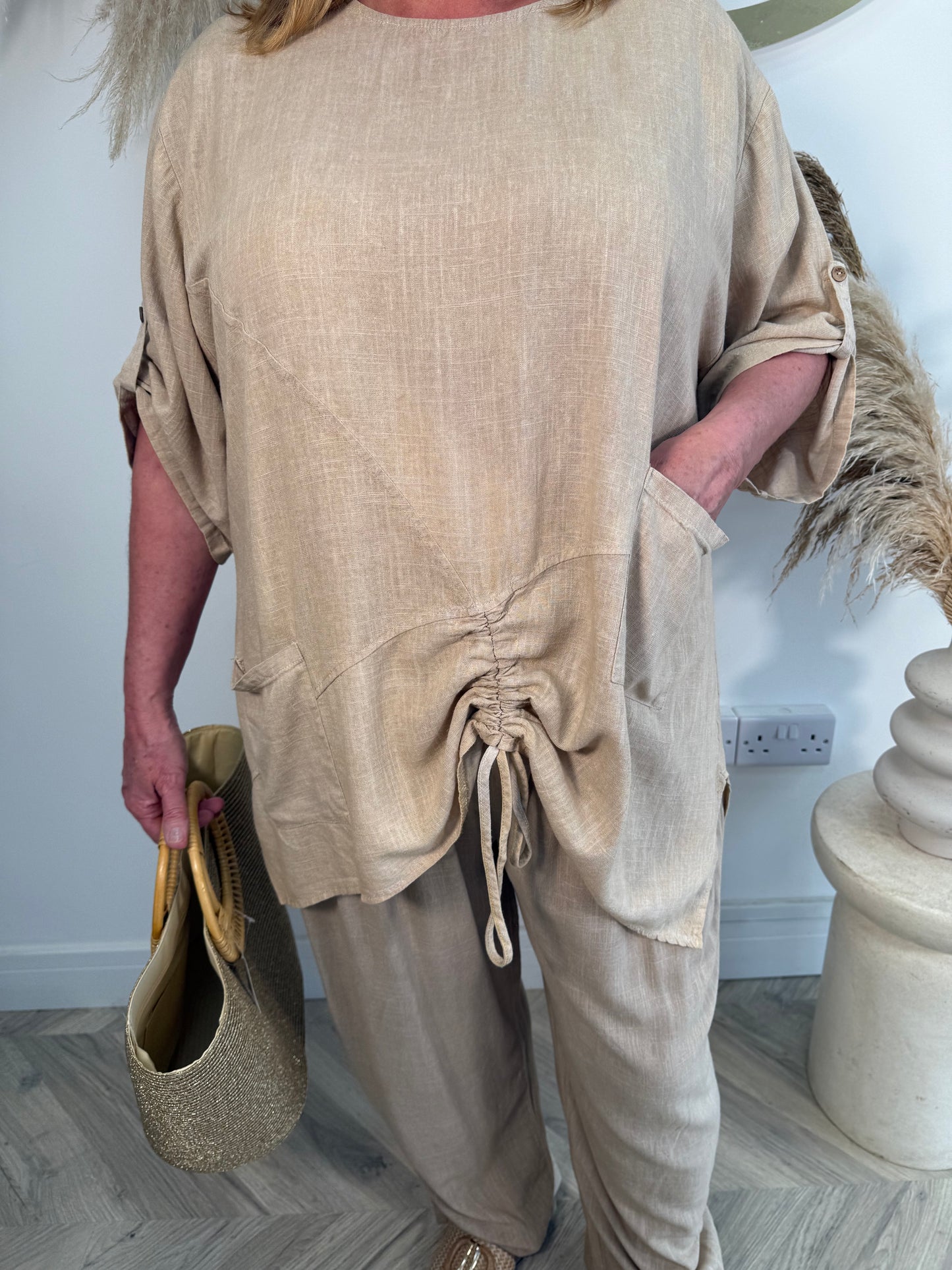 CURVE Natalie Linen Ruched Two Peice
