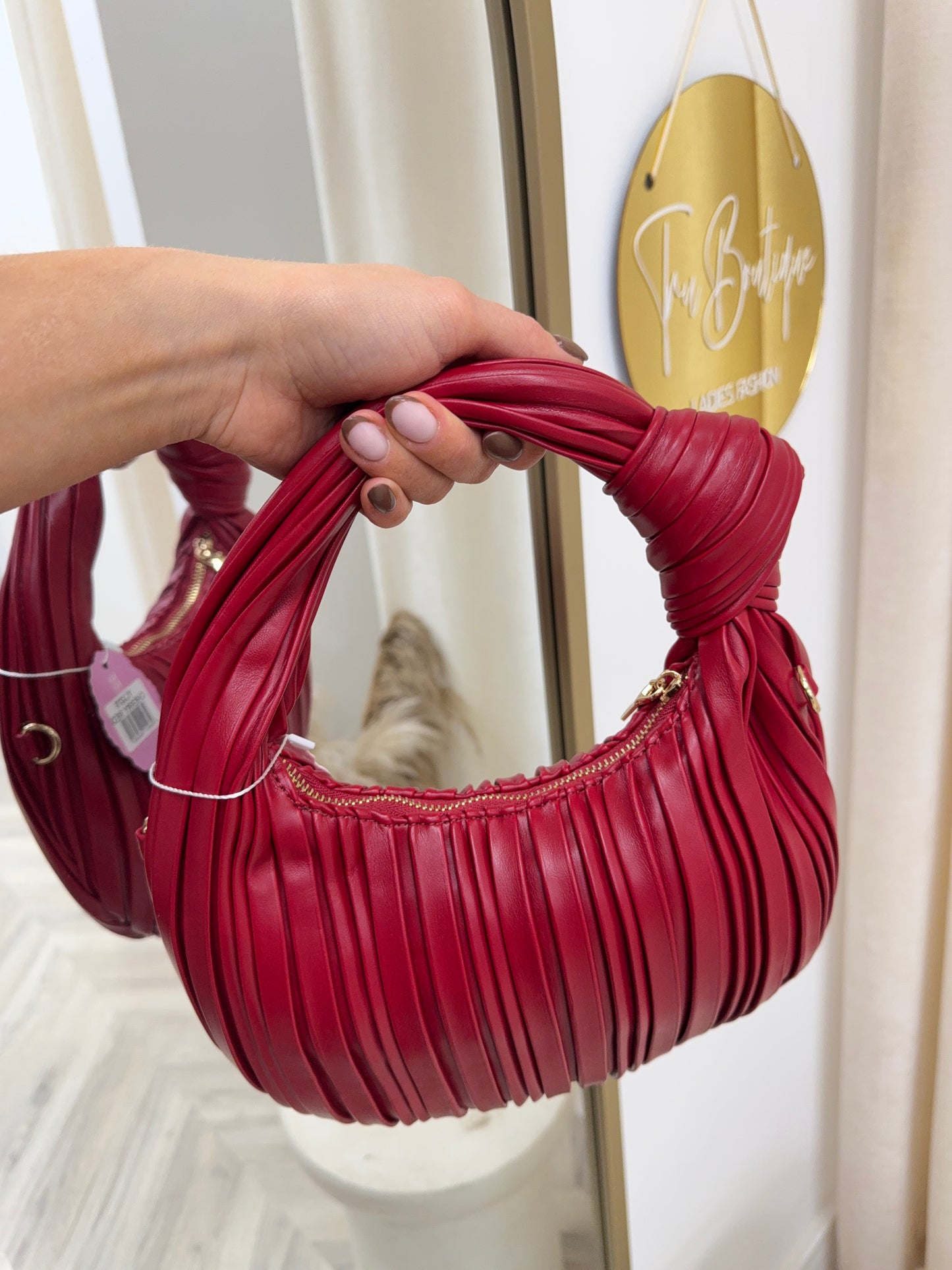 Alba Knot Handbag - Cherry Red
