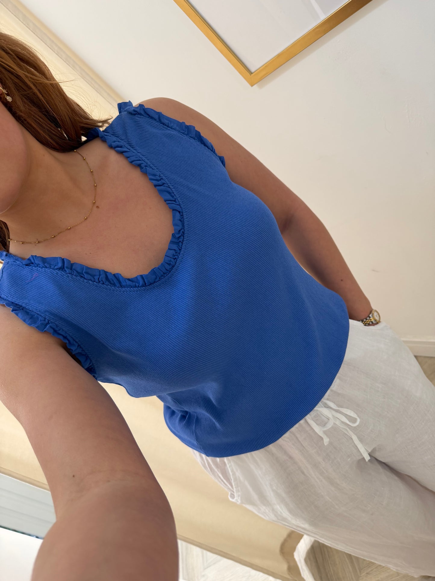 Aurora Frilly Vest - Blue