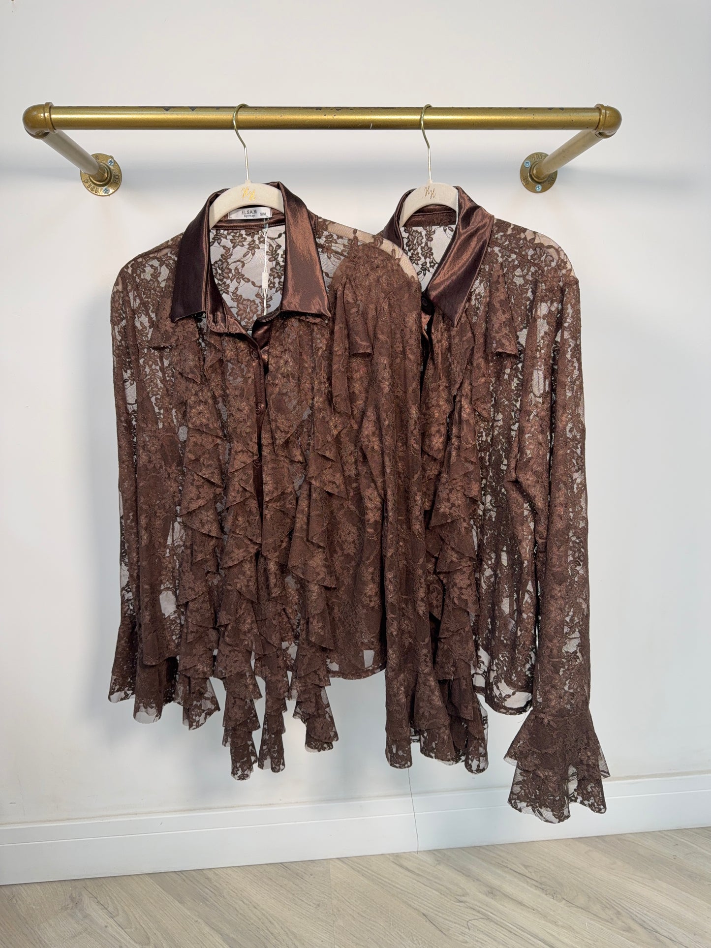 Sola Lace Ruffle Shirt - Dark Brown
