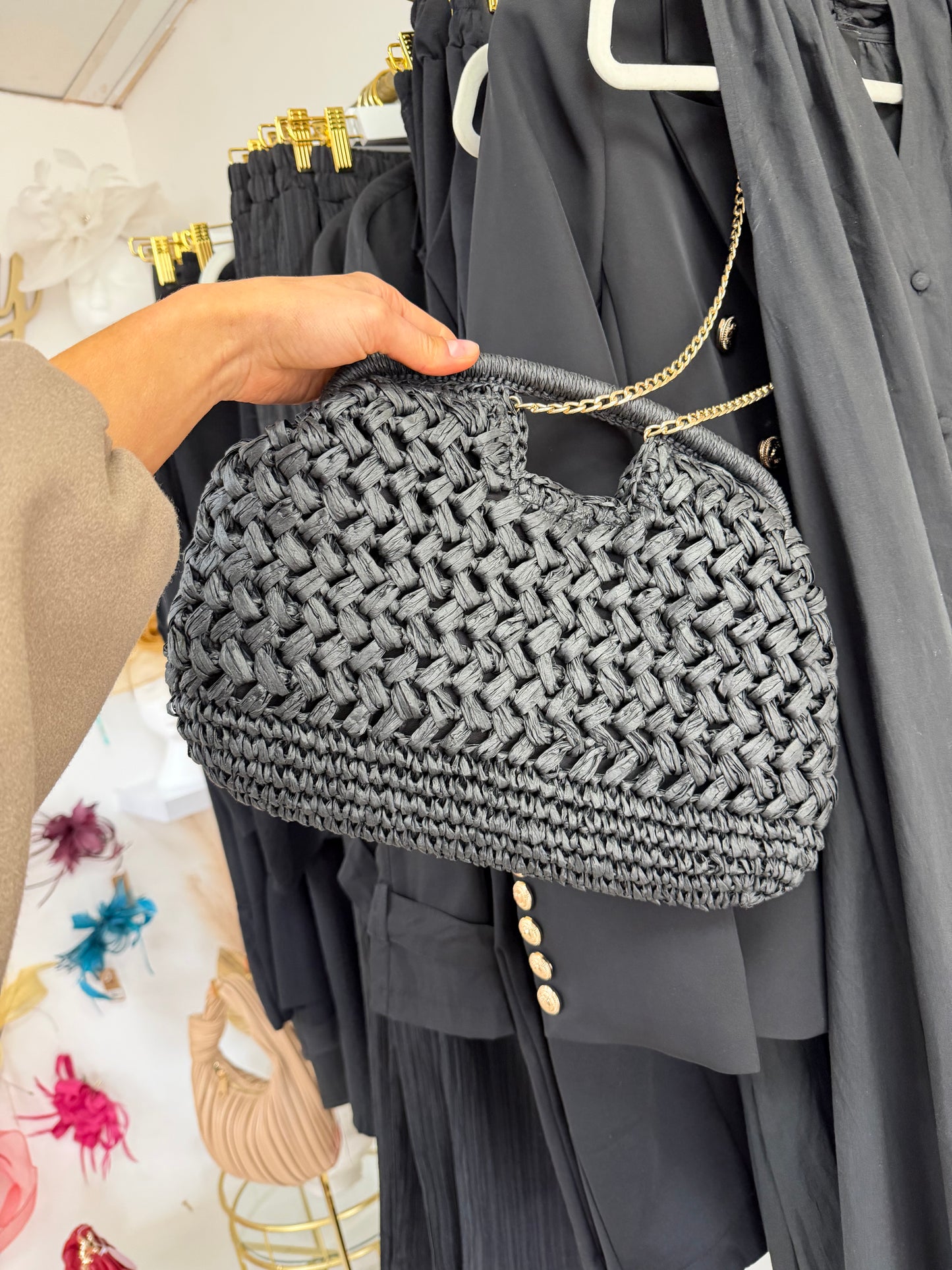 Breya Crochet Handbag - Black